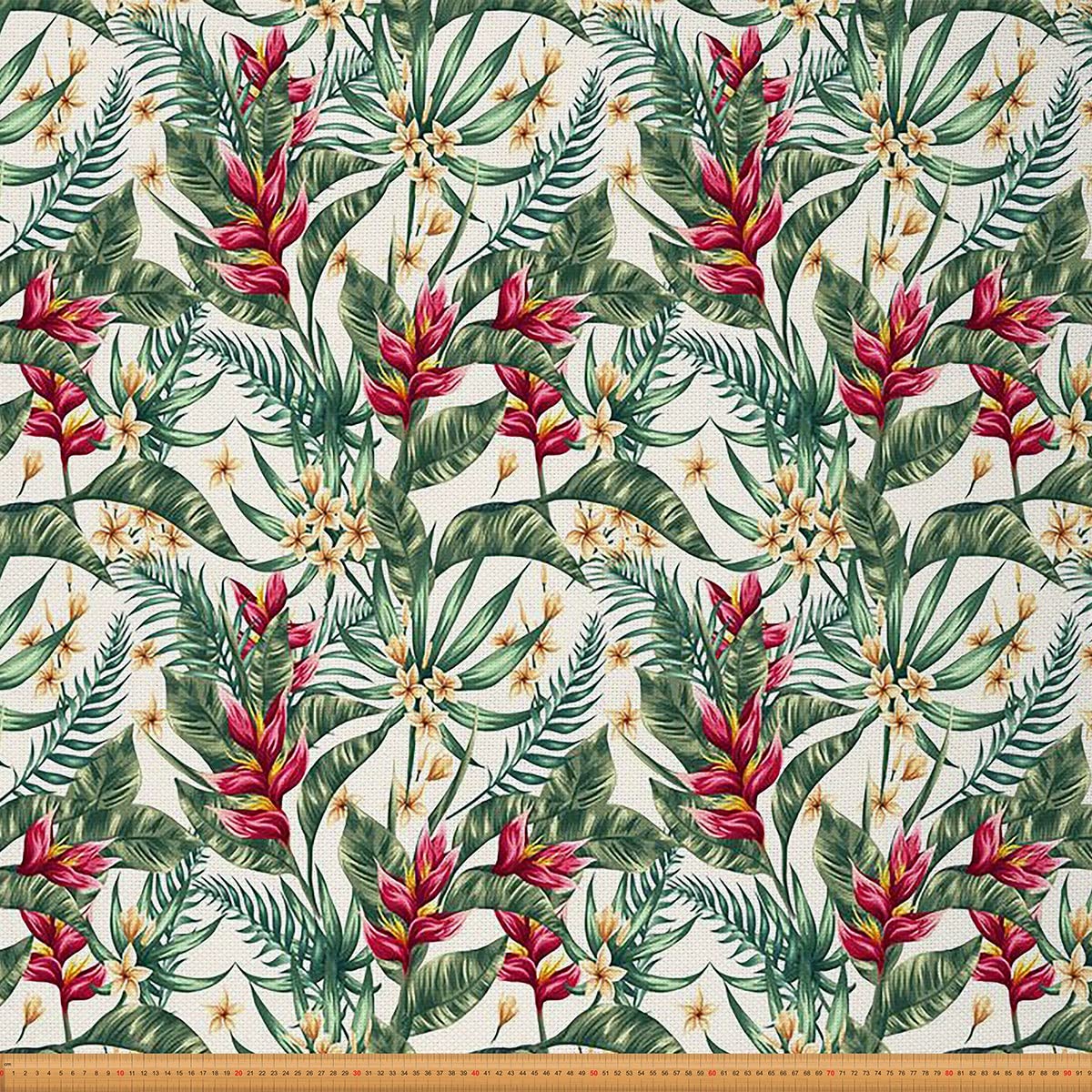 Tropical Fabric by The Yard Hawaiian Palm Tree Upholstery Fabric Banana Leaves Floral Decorative Fabric Tropical Plants Indoor Outdoor Fabric Natural DIY Waterproof Fabric Green Red 1 Yard