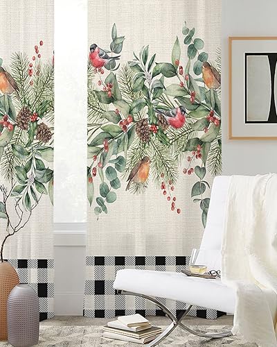 Miniatura 9 de Cortinas traslúcidas retro de eucalipto de 96 pulgadas de largo, juego de 2 paneles de cortinas para cocina, dormitorio, sala de estar, puerta,