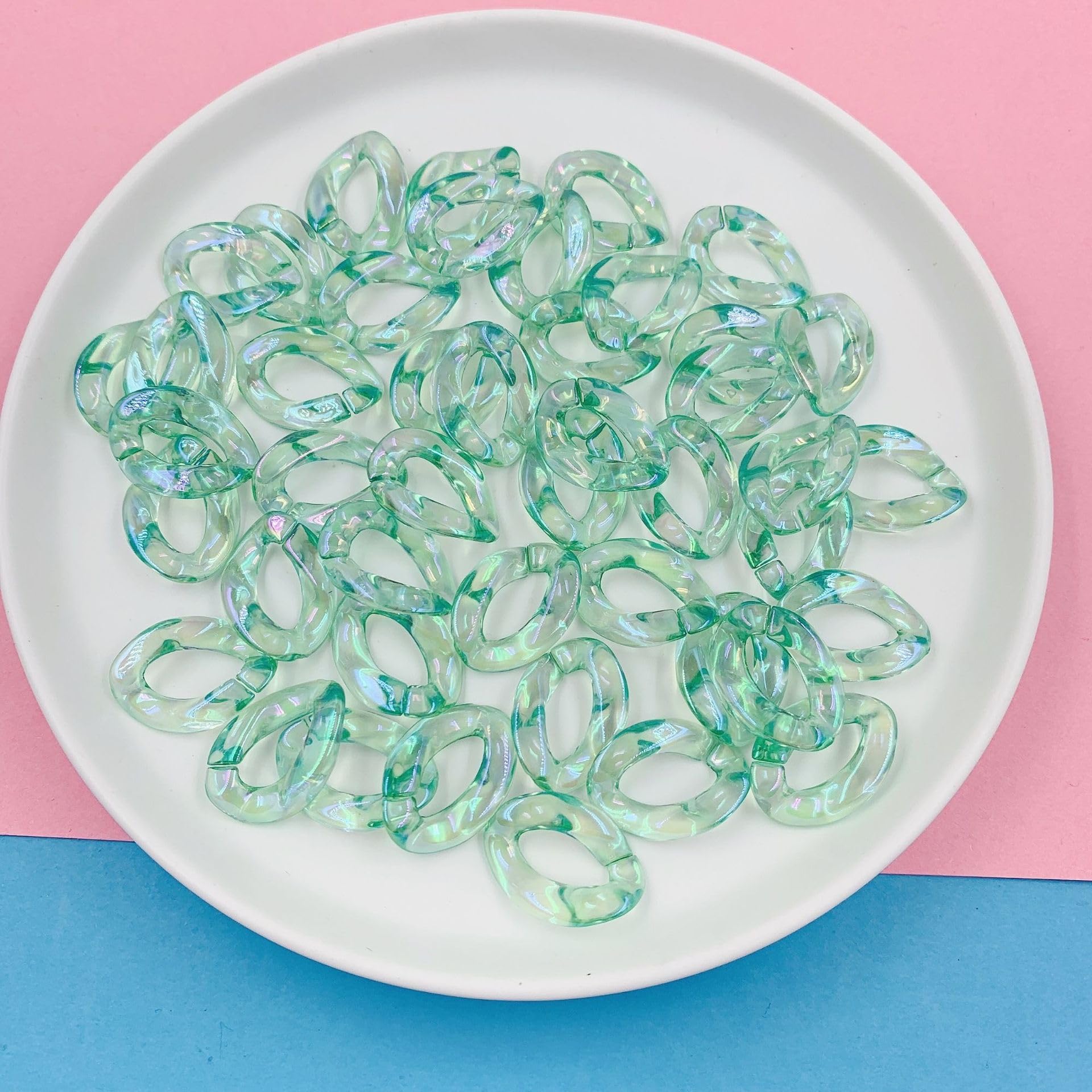 CEMELI Anneaux De Liaison En Acrylique Transparent De Couleur AB Grand Connecteur En Plastique Lien Torsadé Chaîne D'anneau De Saut Pour La Fabrication De Bijoux à Faire Soi-même 21x30MM 50 Pièces