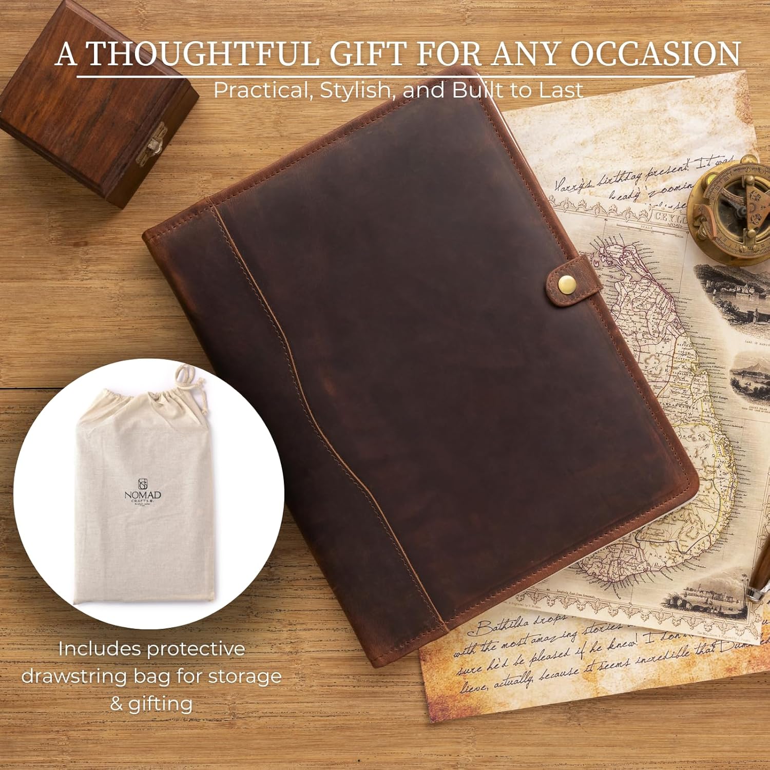 Leather Portfolio - Professional Portfolio Organizer, Resume Folder, Leather Padfolio for Men and Women, Business Portfolio with cardholder, Portfolio Folder - Leather Folder - Image 6