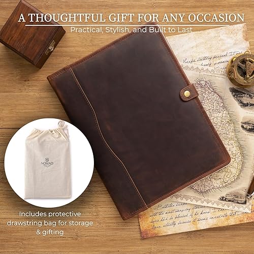 Vista 22 de Cartera de cuero, carpeta de cuero con bolígrafo, cartera de cuero para hombres y mujeres, padfolio de cuero, carpeta de cuero, carpeta de cartera