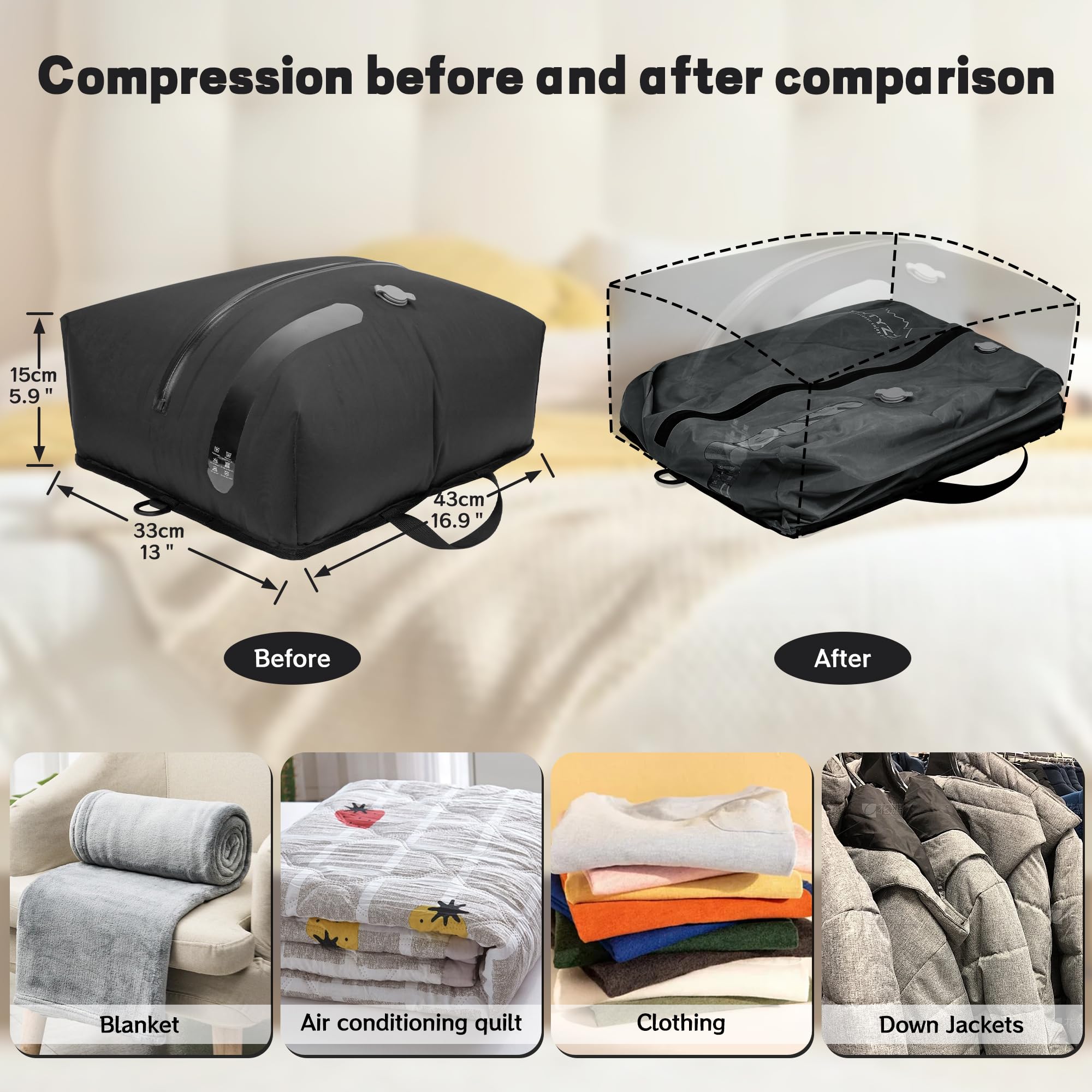 Vacuum Storage Bags for Clothes Reusable TPU Space Saver Bags for Travel with Zip Waterproof Packing Organisers Packing Cubes for Suitcase Backpack Hand Luggage - Image 2