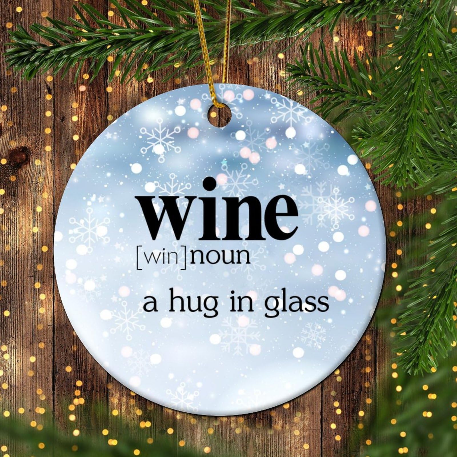 LITTLEGROVE SEEDS Wine Christmas Tree Decorations Funny Definition of Wine Personalized Christmas Ornaments 2023 Snow Christmas Decor Gifts for Holiday Souvenir Wedding Birthday 3 Inch