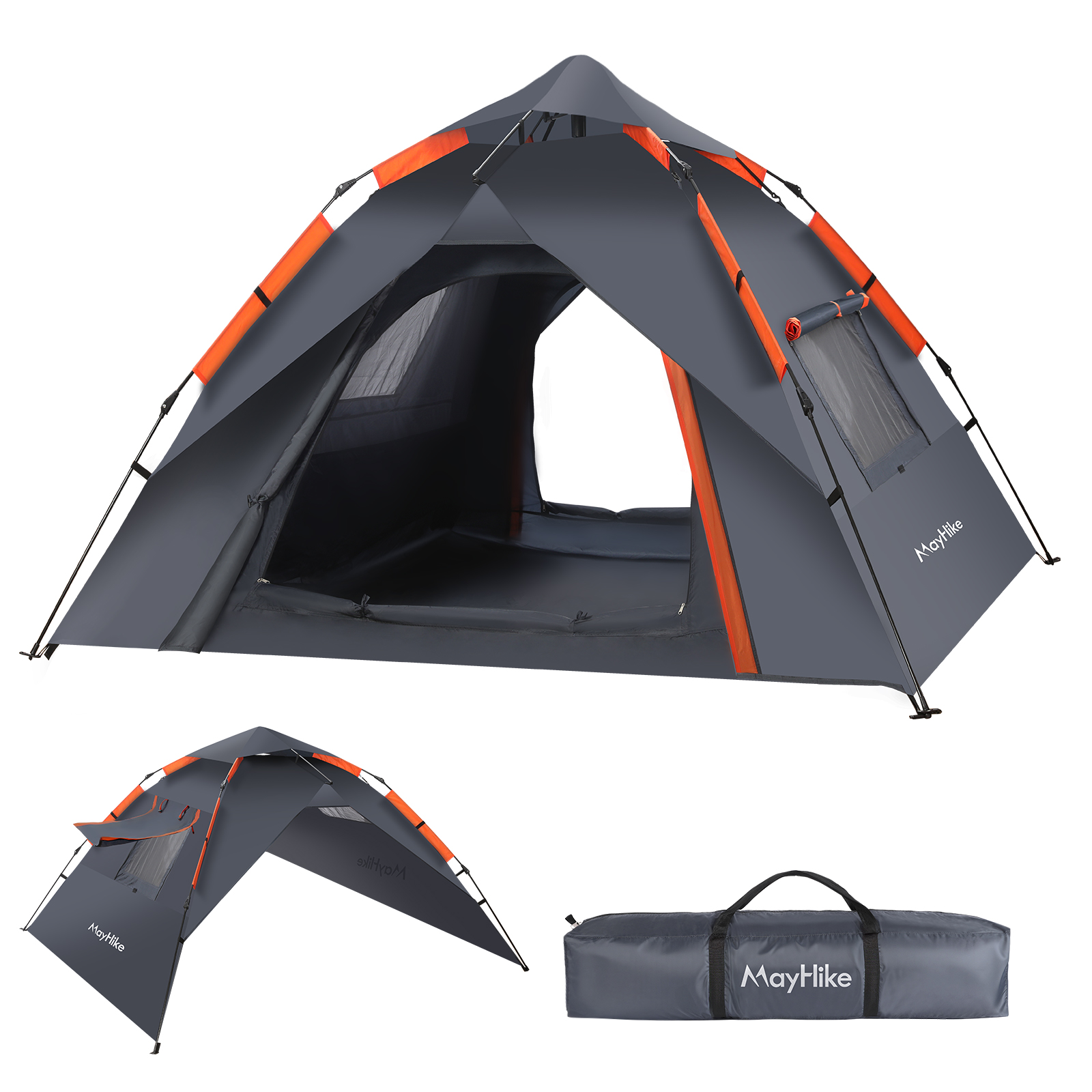 Wurfzelt 2-4 Personen Pop Up Zelt Wasserdicht 3000mm – Camping Zelt Automatik mit 2 Türen, 2 Fenstern & Moskitonetz, atmungsaktiv, schnell aufbaubar