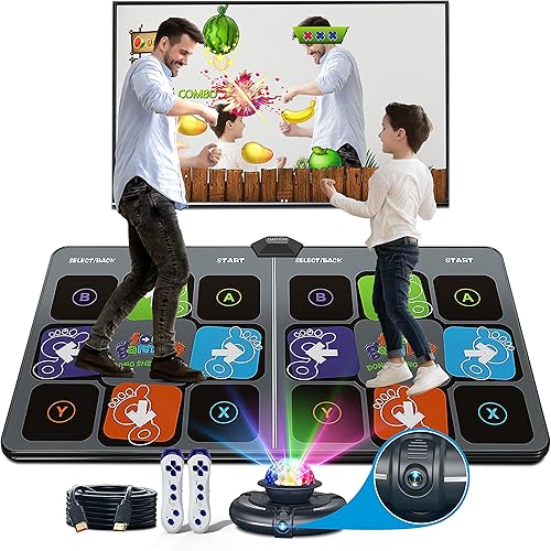 HAPHOM Dance Mat for Adult Kids, Electronic Dance Mats for TV, Wireless Musical Double Dance Pad, Electronic Dance Mat with Multi-Modes for