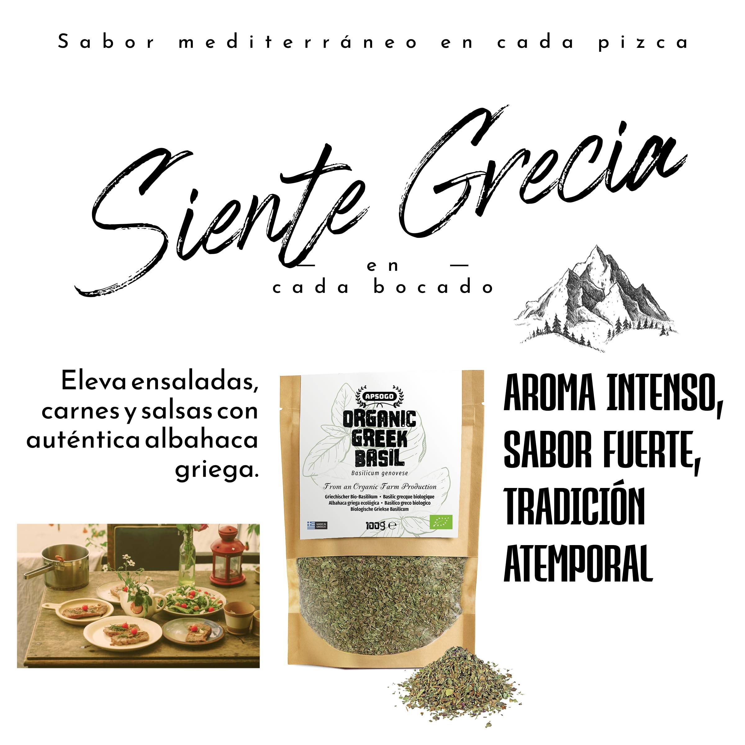 Apsogo Albahaca – Albahaca orgánica seca de Grecia