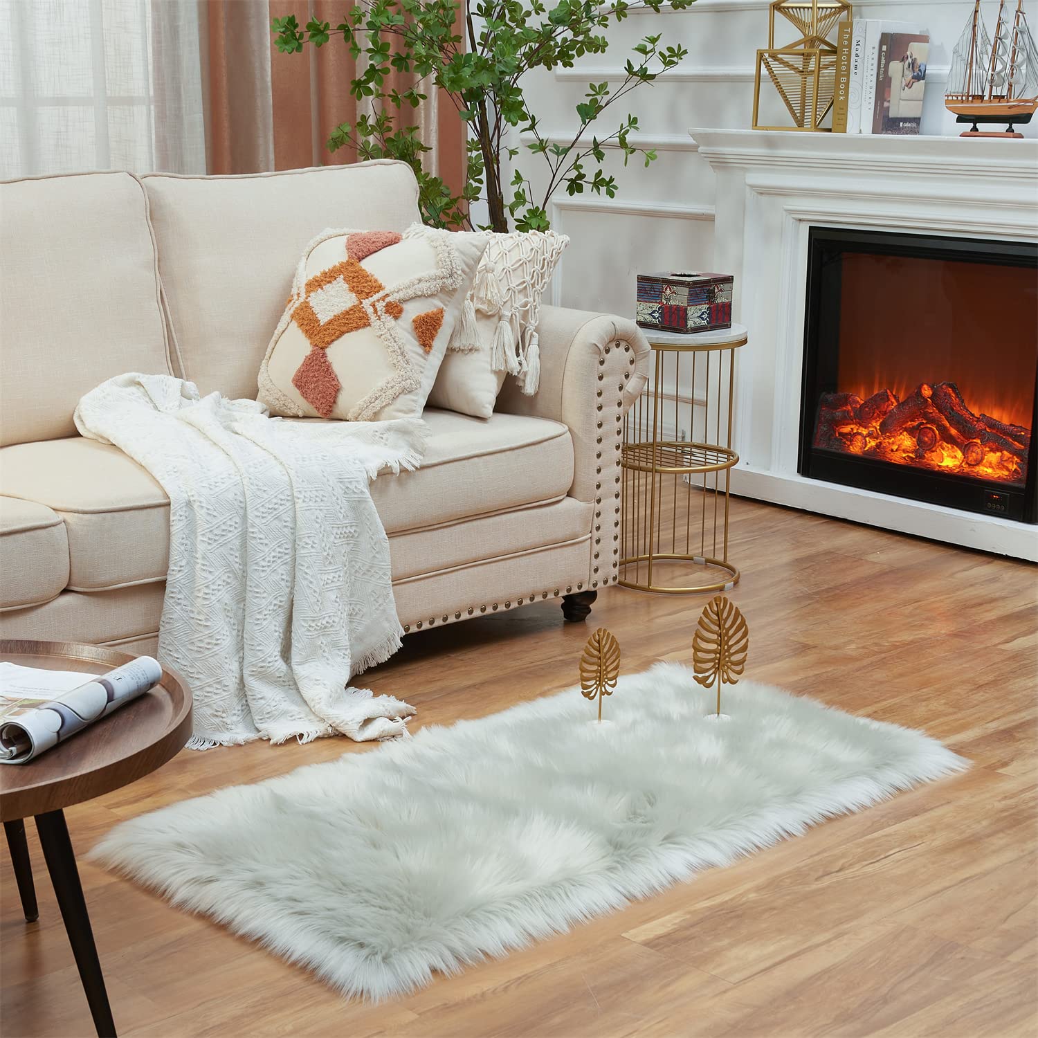 EasyJoy Ultra Soft Fluffy Shaggy Area Rug Faux Fur Rug Chair Cover Seat Pad Fuzzy Area Rug for Bedroom Floor Sofa Living Room (2 x 4 ft Rectangle,