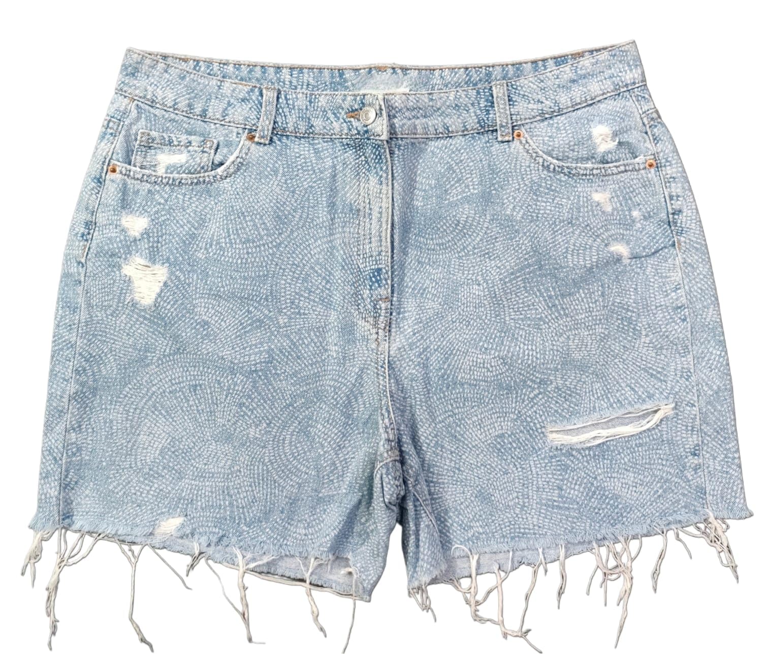 happening Plus Size Women Printed Non Stretch Denim Regular Fit Shorts - Length 17 inches - HIGH Rise - Printed Light Blue Color - Waist Size (2XL) 36 to (3XL) 38 inches-picture-24