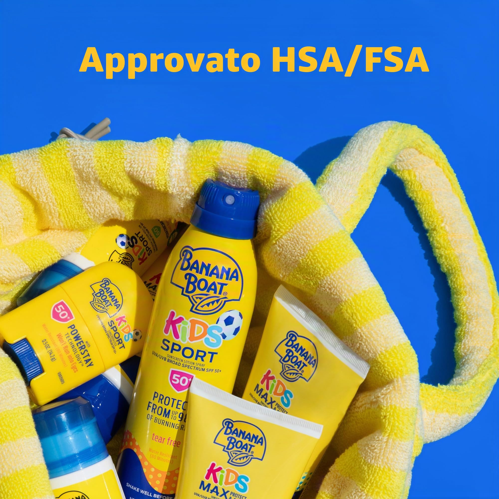 Banana Boat Kids Sport Sunscreen Spray, Sting-Free, Tear-Free, Reef Friendly, Broad Spectrum, SPF 50, 6oz. - Twin Pack