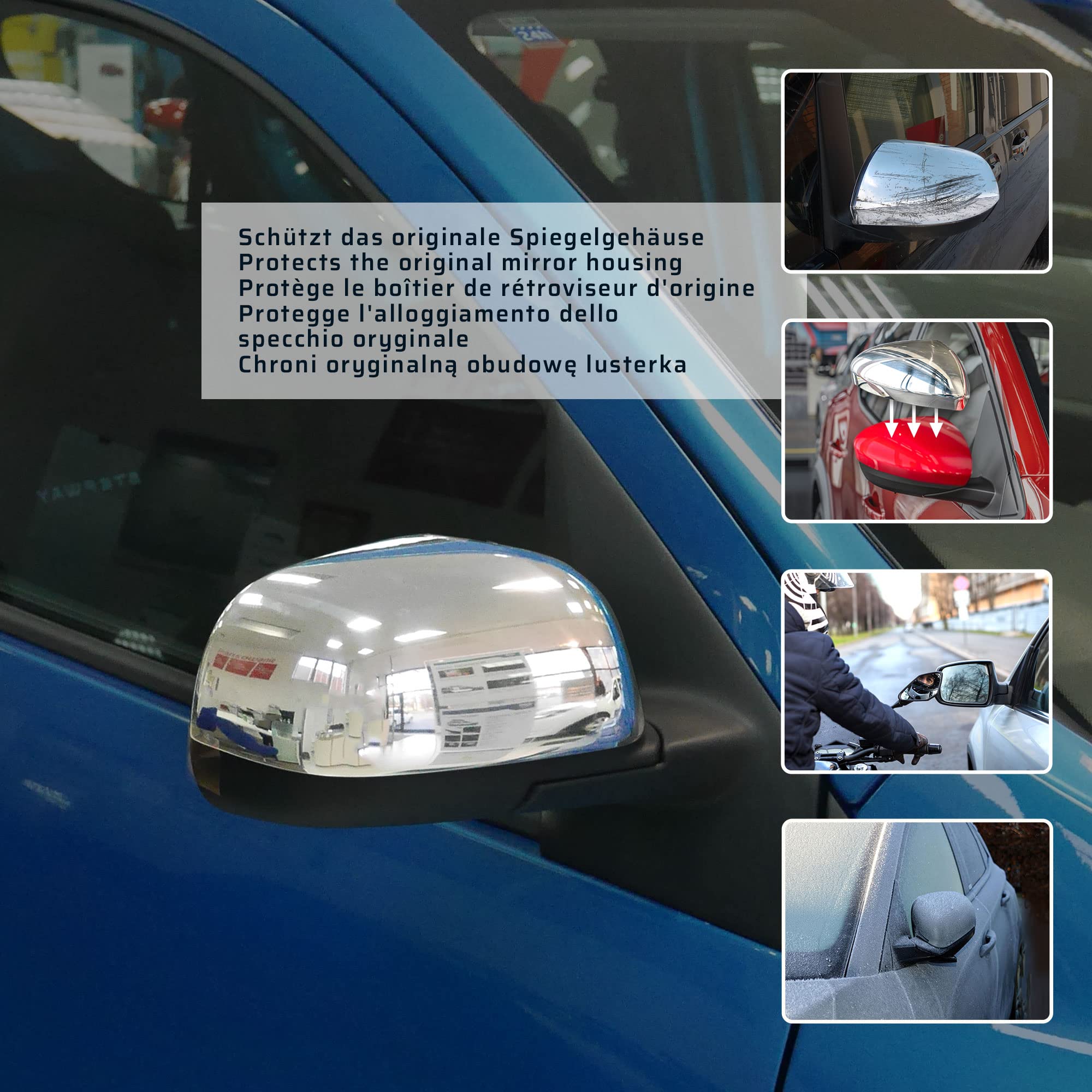 CHROMEMASTER | Nakładki na Lusterka Zewnętrzne | Kompatybilne z Dacia Duster HS 2010-2012 | Stal nierdzewna; Osłony Lusterek to Niepowtarzalny Wygląd Auta i Ochrona Przed Uszkodzeniem