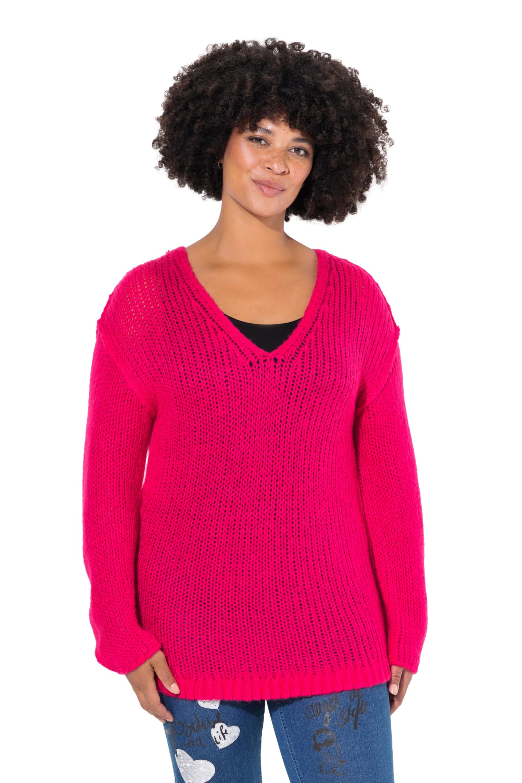 Angel of Style Damen große Größen Übergrößen Plus Size Pullover, Oversized, Ballonärmel, V-Ausschnitt. 830216