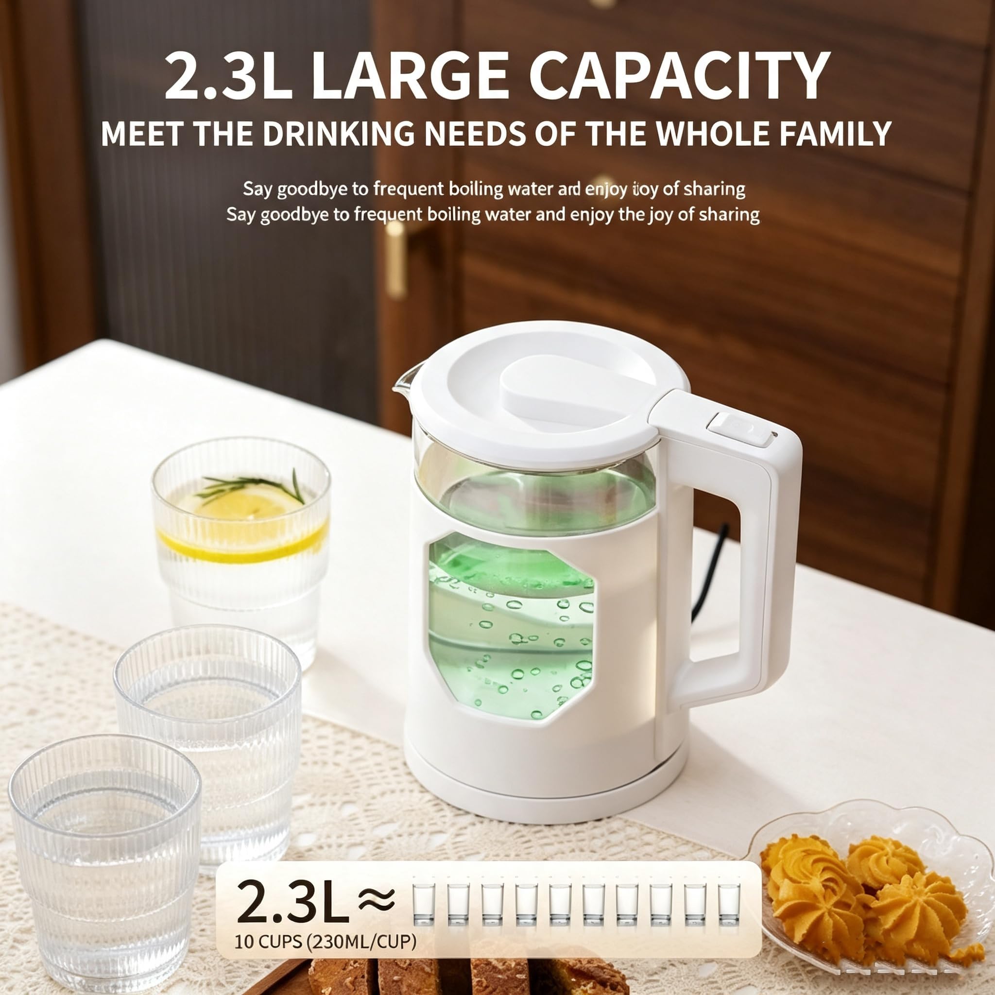 Czajnik elektryczny 1500 W, 2,3 l, elektryczny dzbanek do herbaty