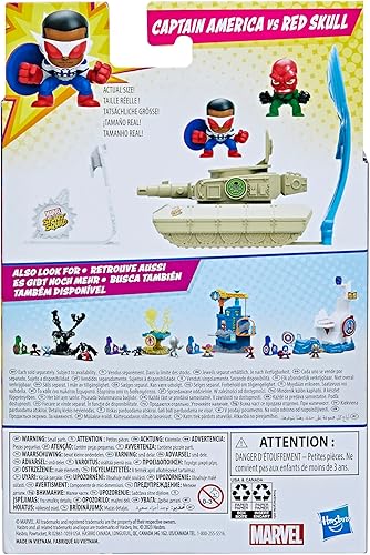 Miniatura 4 de Marvel Stunt Squad Captain America vs. Red Skull Playset, figuras de acción de superhéroes de 1.5 pulgadas, juguetes para niños a partir de 4 años