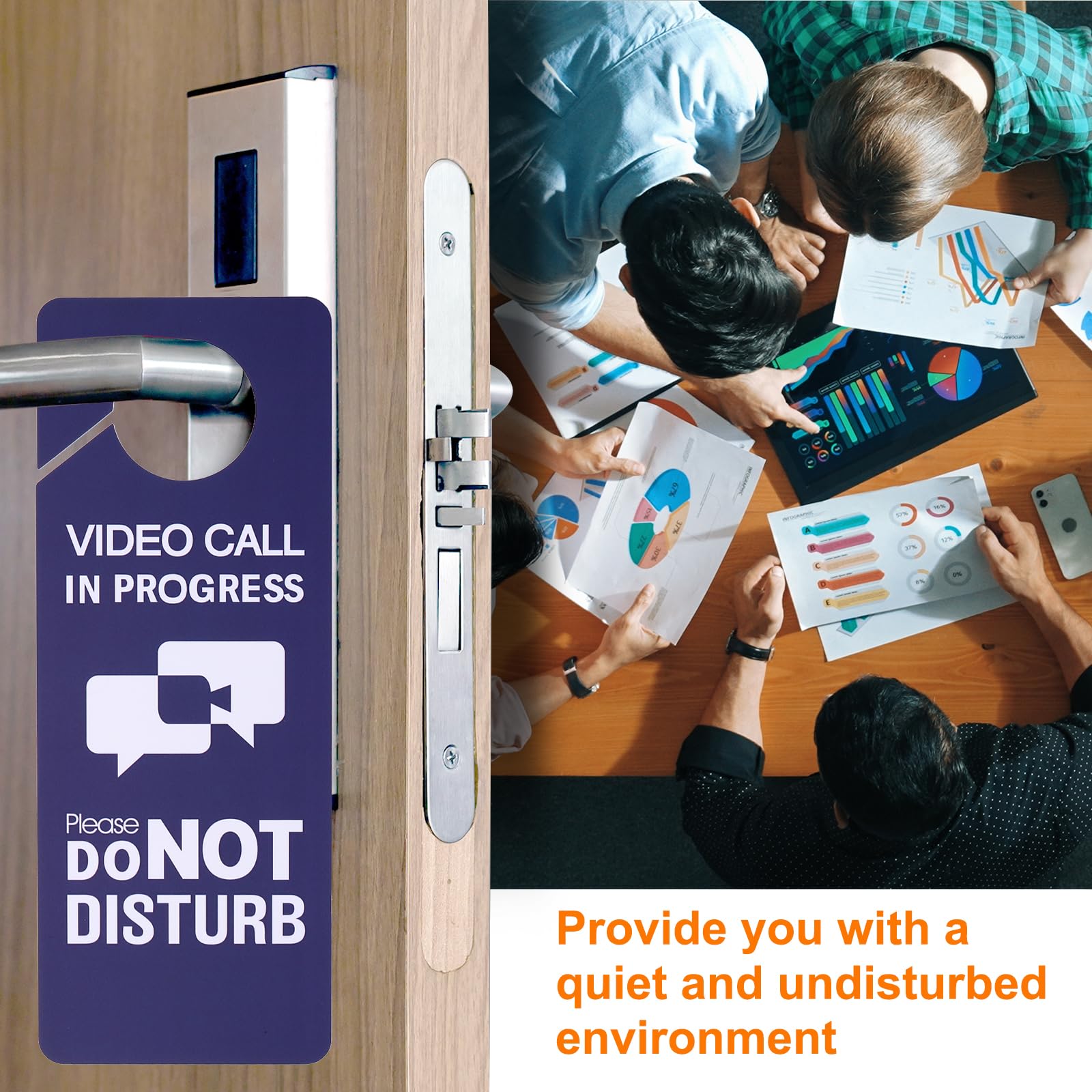 PATIKIL Do Not Disturb Door Hanger Sign, 2 Pcs PVC Double Sided Video Call in Progress Door Sign Decor for Office Meeting - Image 4