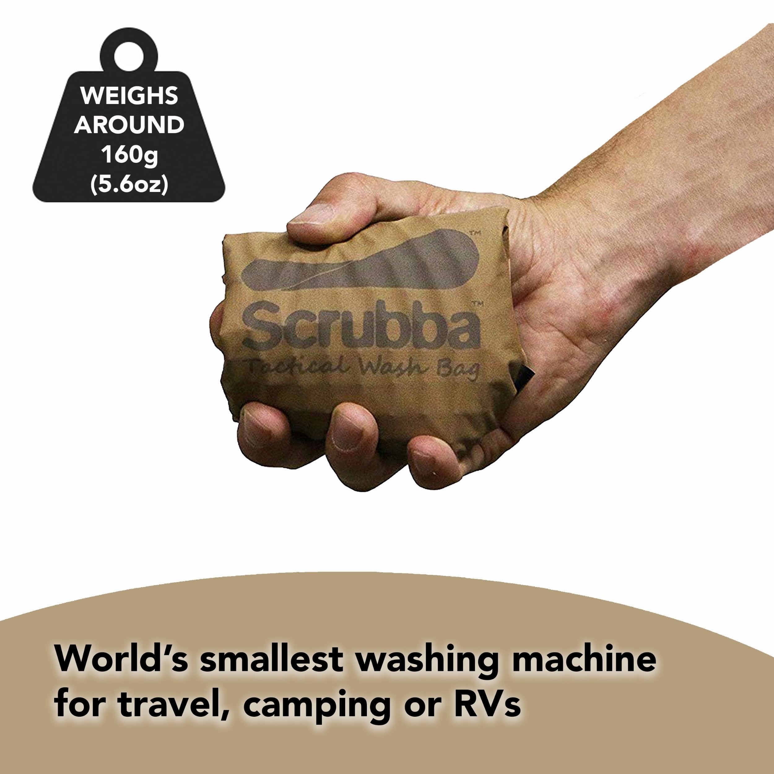 Scrubba TACTICAL Kit de Lavage & Séchage – Machine à laver portable robuste avec serviette XL, corde à linge & cintres – Léger & essentiel pour camping, randonnées, voyages