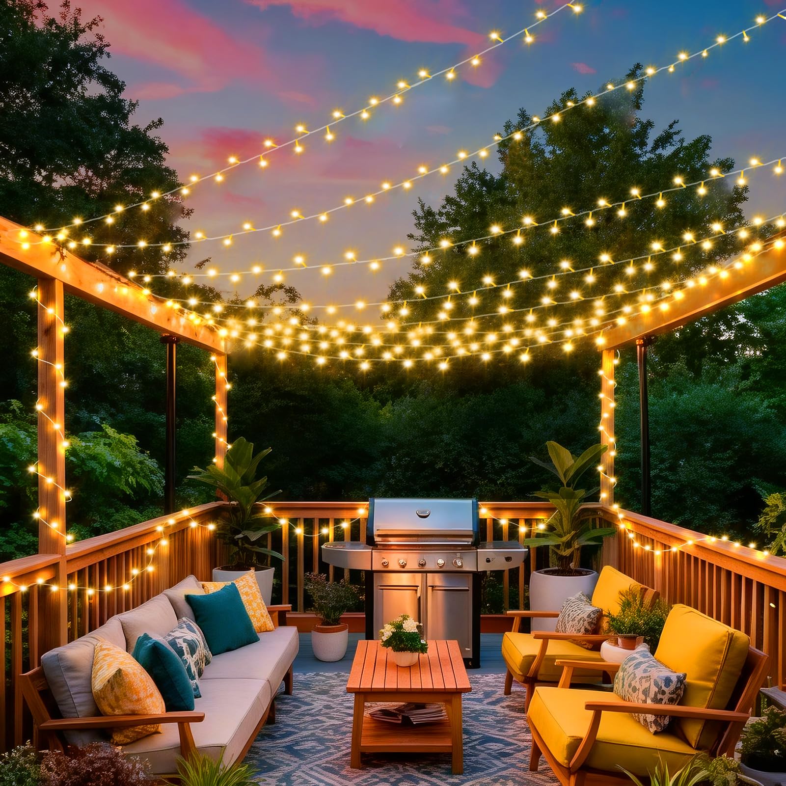 KNONEW 403ft 1000 LED Christmas String Lights Outdoor 8 Modes & Timer Fairy Light Plug in Waterproof LED Wedding Lights for Xmas Yard Tree Party Holiday Decorations (Warm White)