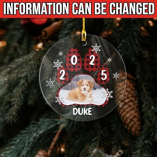 Vista 31 de SANDJEST Adornos personalizados de cerámica con foto personalizada para cachorros de primera Navidad 2024 para amantes de los perros, corazones