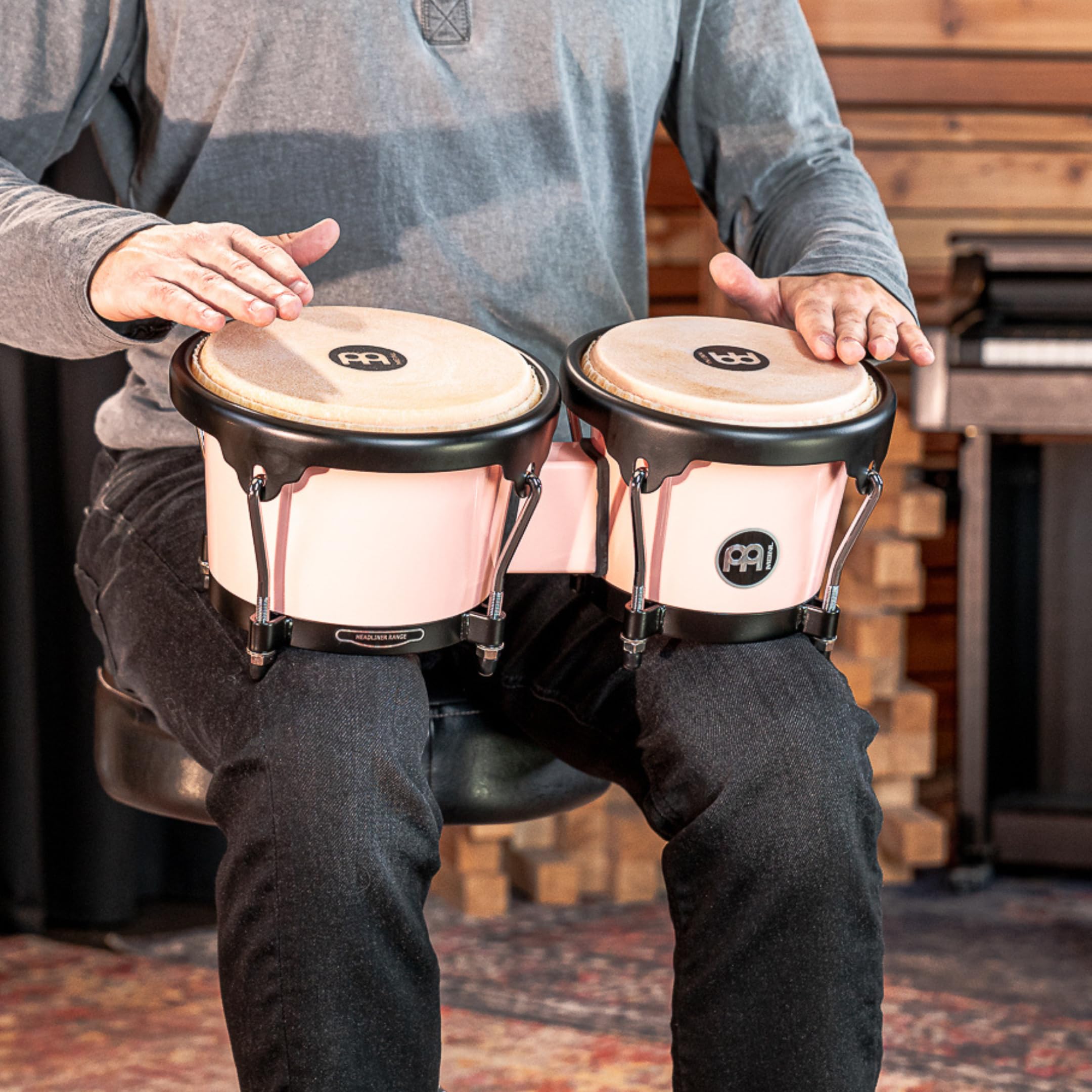 Meinl Percussion Bongos Journey Series - 2 Handtrommeln mit 6,5 und 7,5 Zoll - inkl. Stimmschlüssel - ABS Kunststoff, Pink (HB50FP)