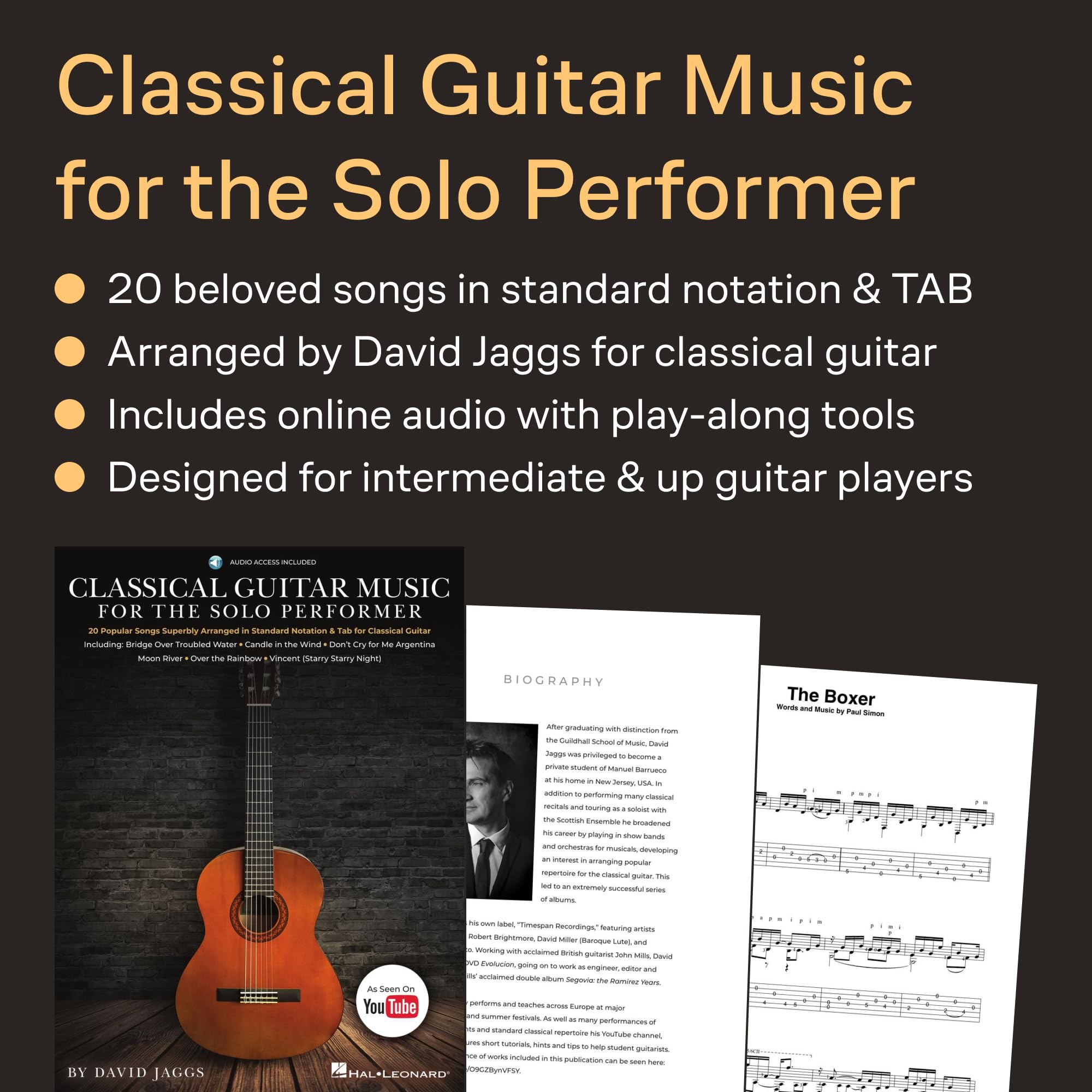 Classical Guitar Music for the Solo Performer. Enthält Online-Audio: 20 Popular Songs Superbly Arranged in Standard Notation and Tab, Includes Downloadable Audio