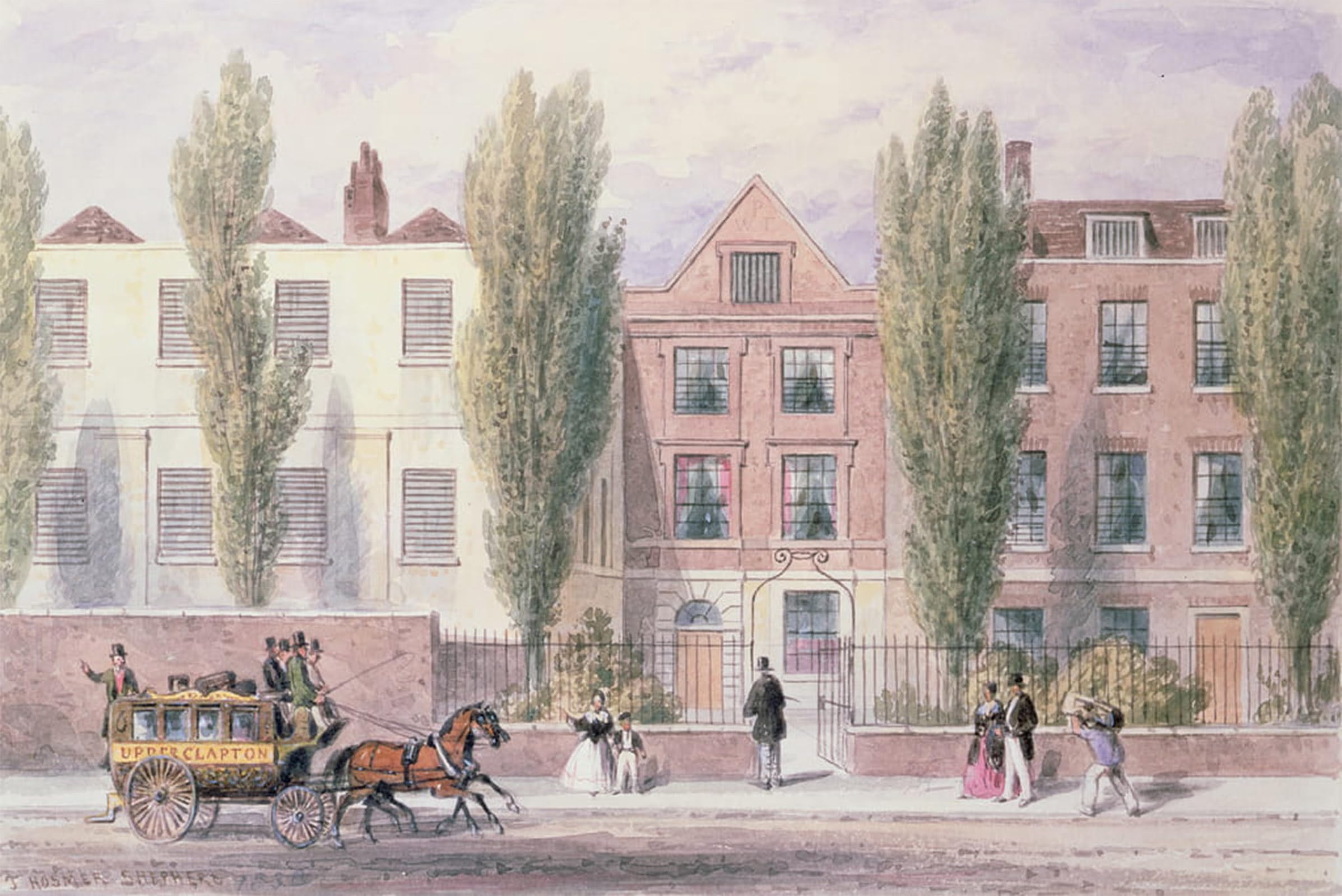 POSTERIIk Vintage Classic Picture Landscape Artwork Fisher's House Lower Street Islington by Hosmer Shepherd Portrait Canvas Painting for Office Home Decor 60x90cm