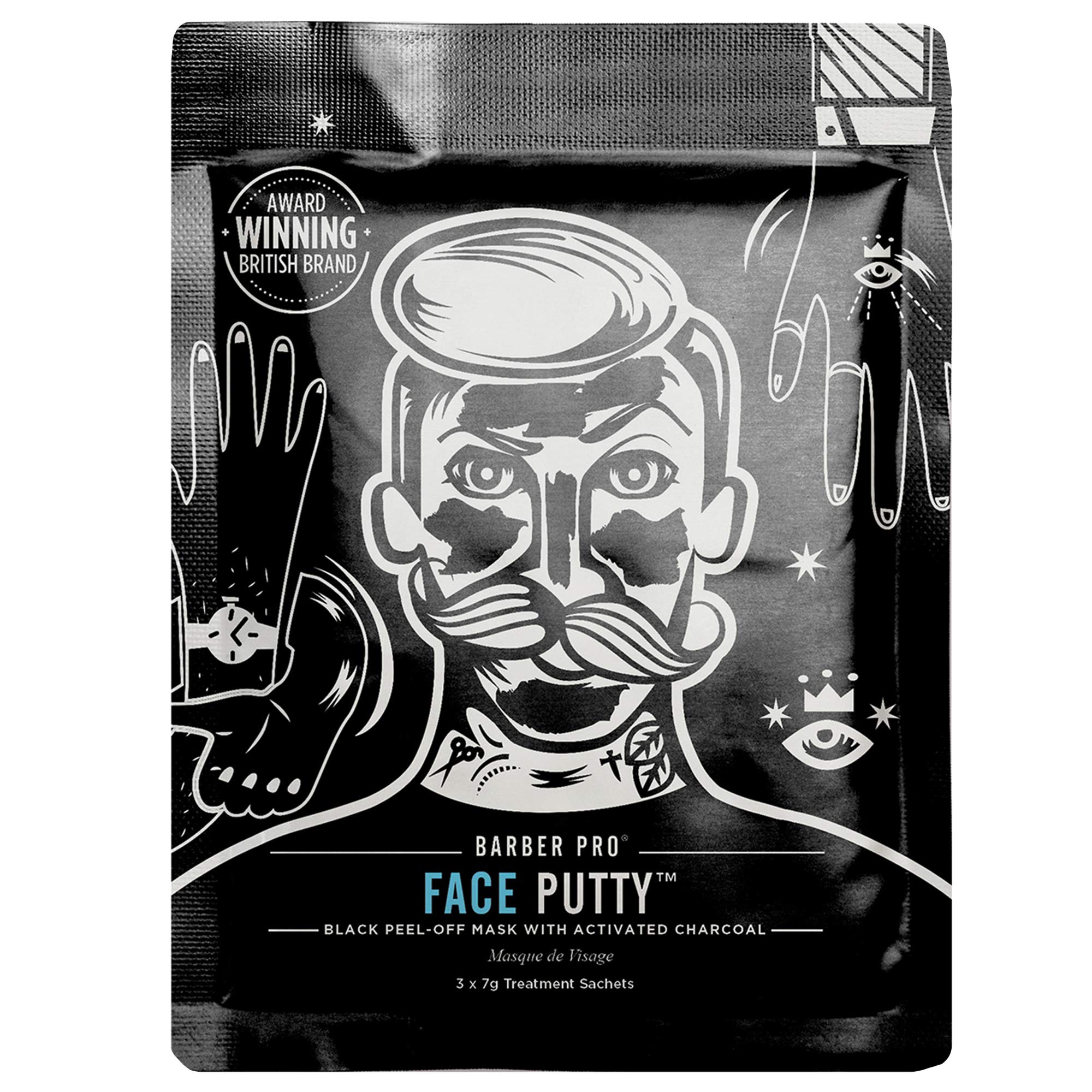 BARBER PRO FACE PUTTY black peel-off mask with activated charcoal
