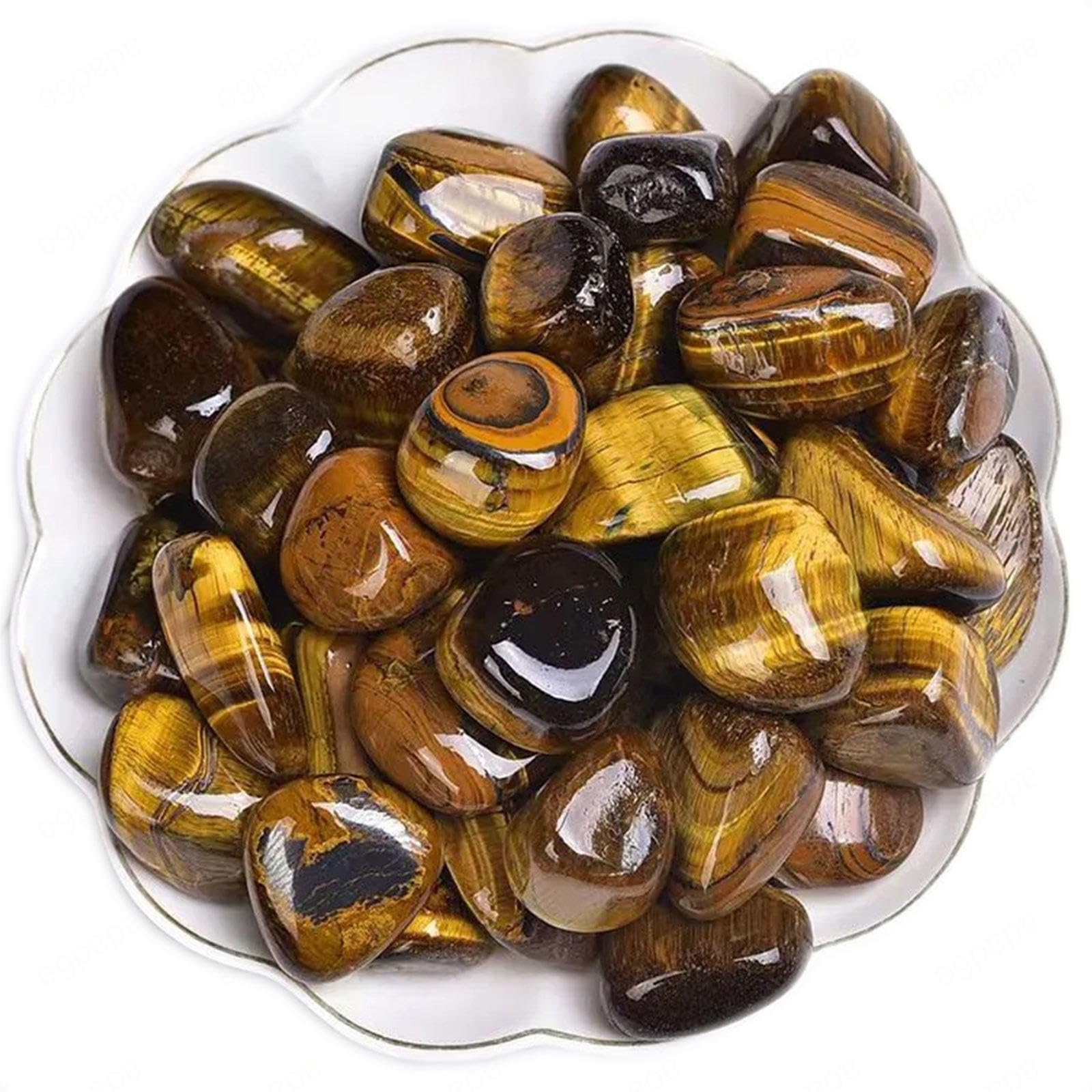 Cristales Pulidos a Granel Tumbled Rock (Bolsa de 2.2 LB) Piedras Naturales de Ojo de Tigre para Volteretas, Cabbing, Piedras Fuente, Decoración, Cristales Curativos de Wicca y Reiki,1-2cm