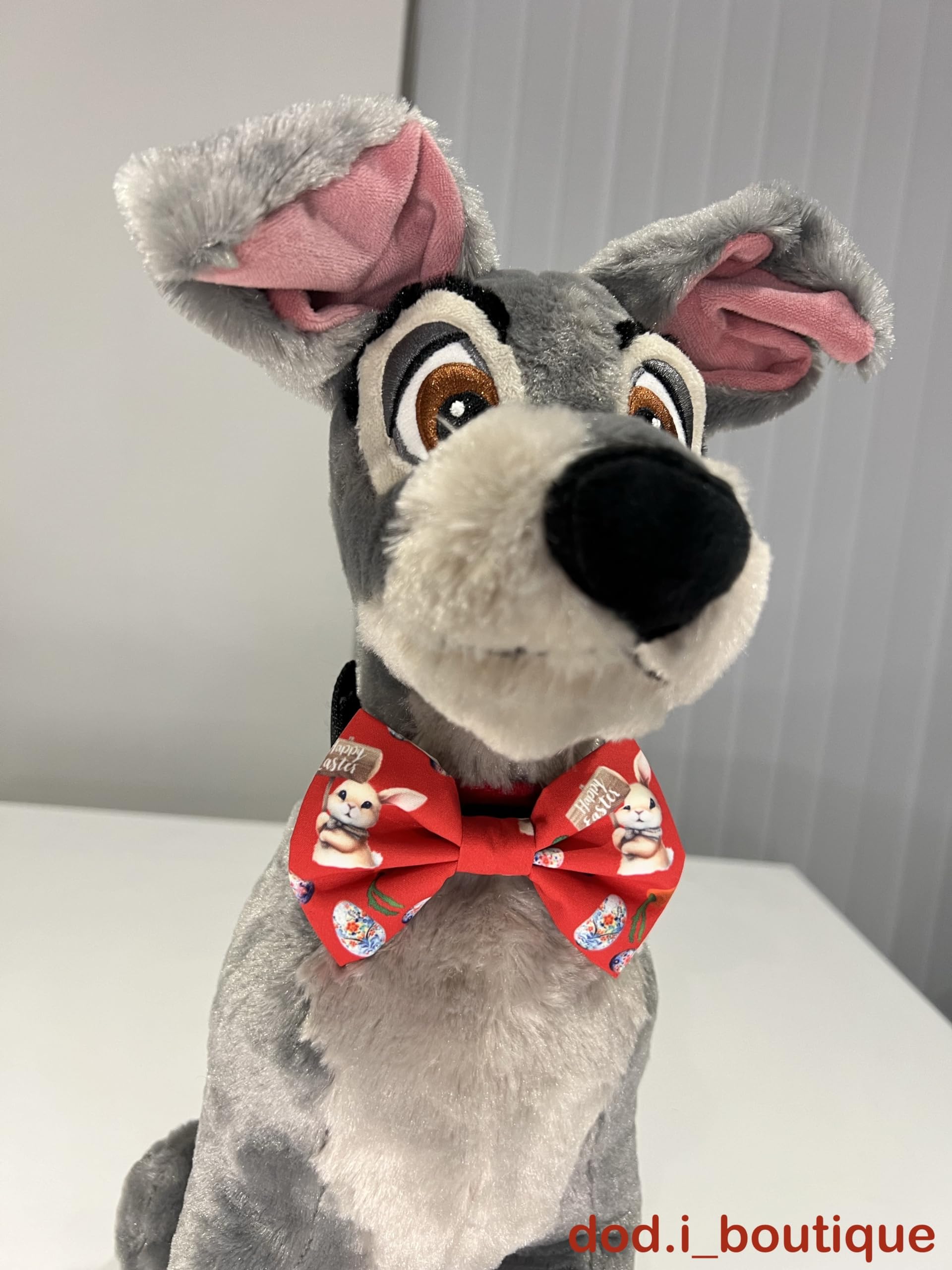New Dogs Bow Tie Bowtie HAPPY EASTER Rabbit EGGS carrots RED Elastic Band ACCESSORY Handmade UK (Happy Easter MEDIUM) - Image 2