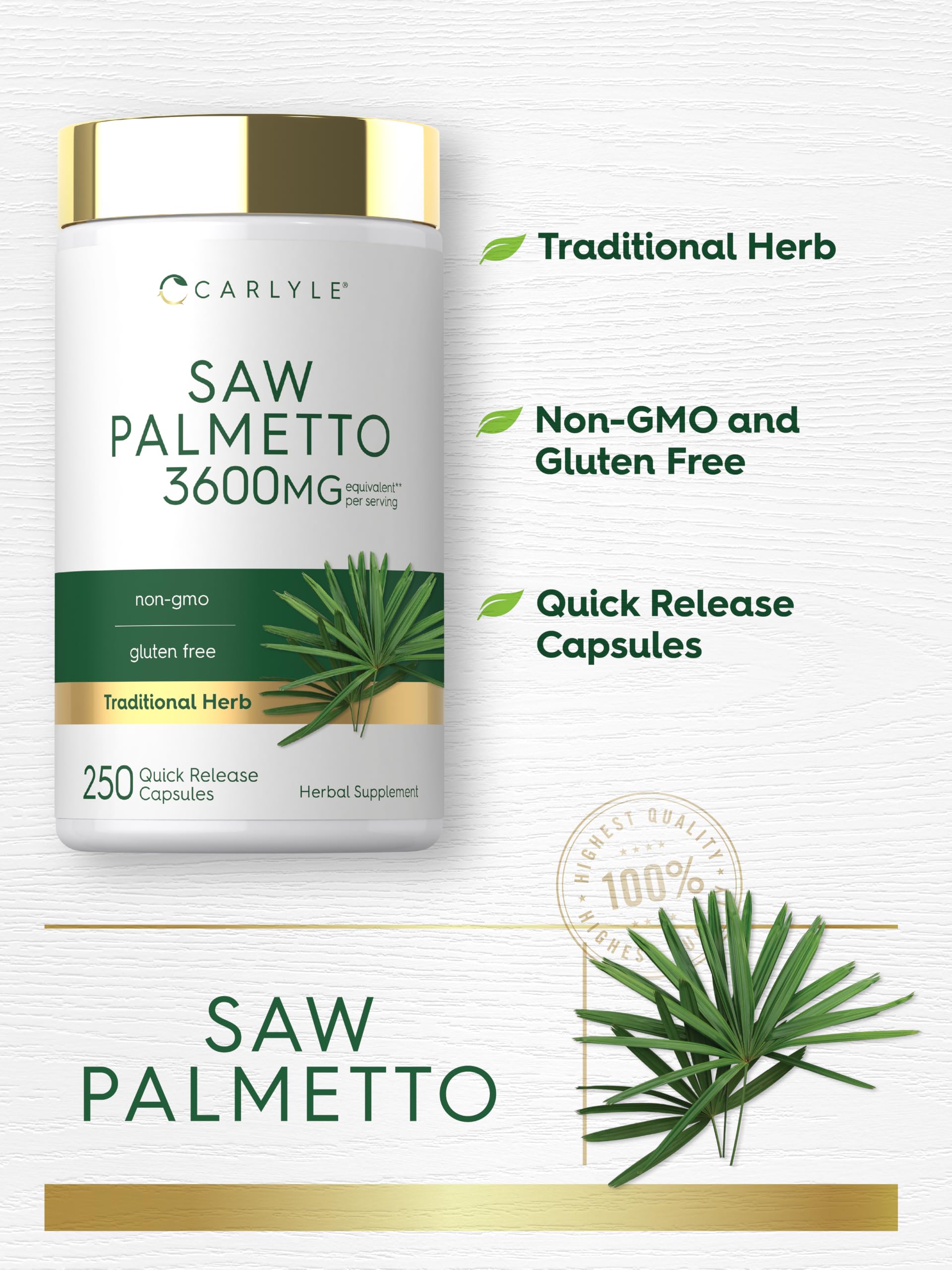 Carlyle Saw Palmetto for Men and Women | 250 Capsules — Amazon image 4