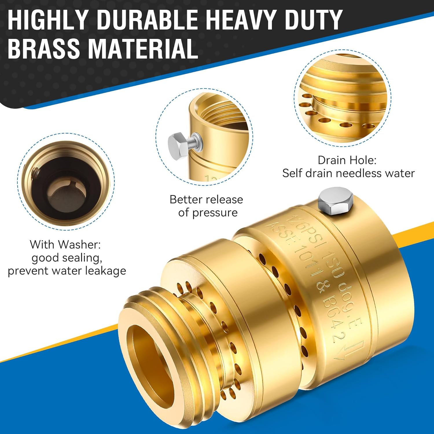 Dreyoo 2 Pack Self Draining Vacuum Breaker, Replacement for PK1380, Anti Siphon Valve with 8 Washers and 2 Sealing Tape, Hose Bib Backflow Preventer for Garden Outdoor Faucet Spigot (Fine Thread)