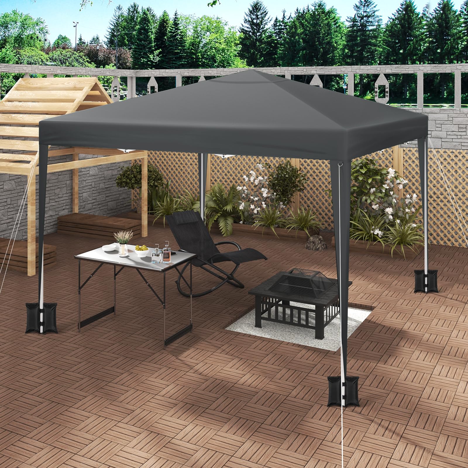WOLTU Gazebo 3x3m Pop up Tendone Pieghevole con sacchi di sabbia | UPF 50+ UV, impermeabile, altezza regolabile, stabile, con borsa trasporto, Giardino