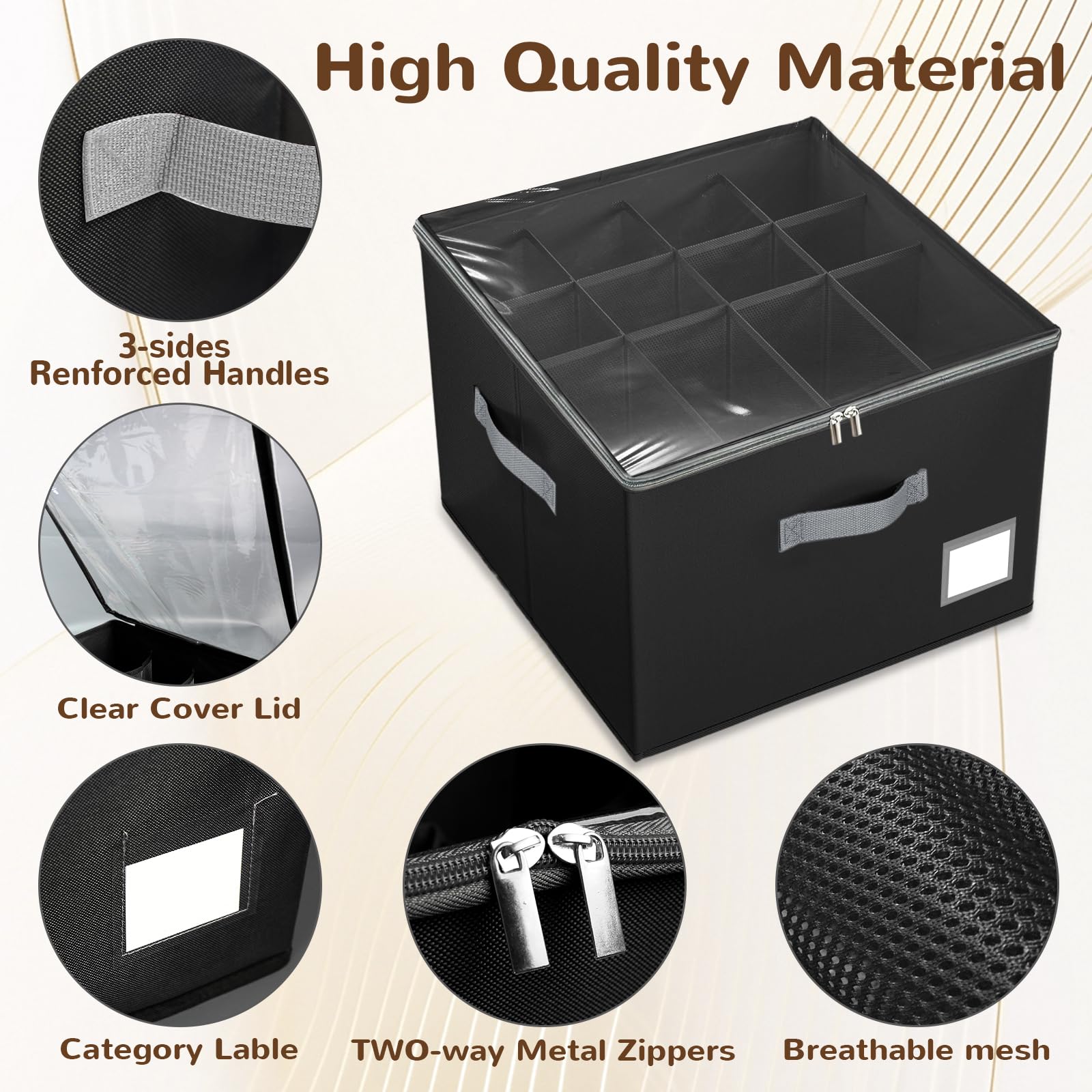 2 Pack Shoe Organizer for Closet, Large Shoe Box Storage Containers,Shoe Storage Box Fits 12-16 Pairs,Fabric Shoe Storage Bins with Clear Cover,Black