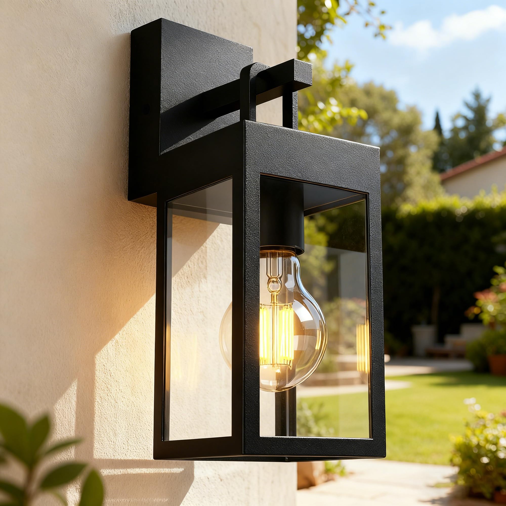 JNR Applique murale extérieure, Acier Inoxydable Laterna E27, Noir
