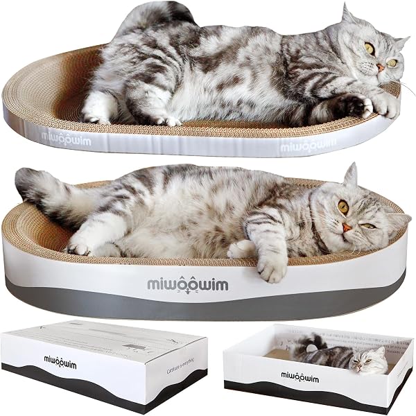 3PSC Cat Scratcher Cardboard, Oval Cat Scratch Pad Bowl Nest for Indoor Cats, Round Cat Scratching Board Corrugated Loun