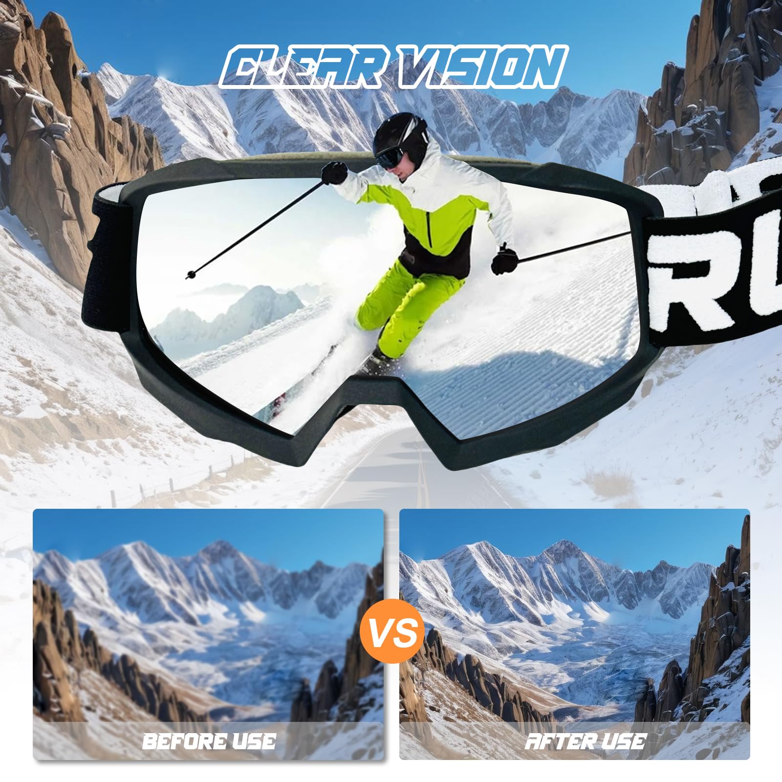 Lunette Moto Cross,Masque Moto,Lunettes Moto Anti-UV pour Conduite,Ski,Vol Libre,Compatibles avec les Casques Intégraux,Modulables et Autres Types de Casques