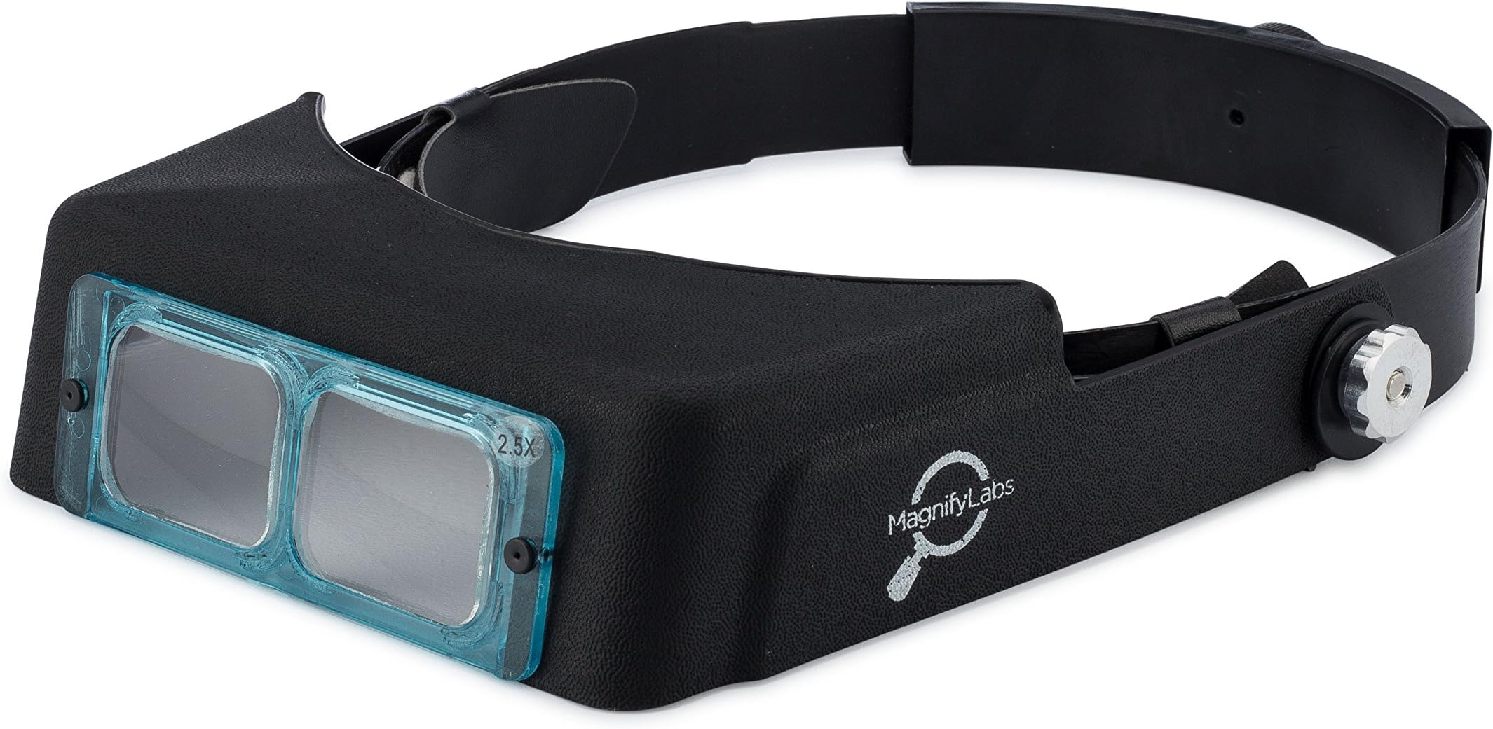 MagnifyLabs Headband Magnifier - (Hands Free Optical Visor/Binocular Magnifier) - with One Optical Glass Lens Plate (2.5X at 8" Focal Length)
