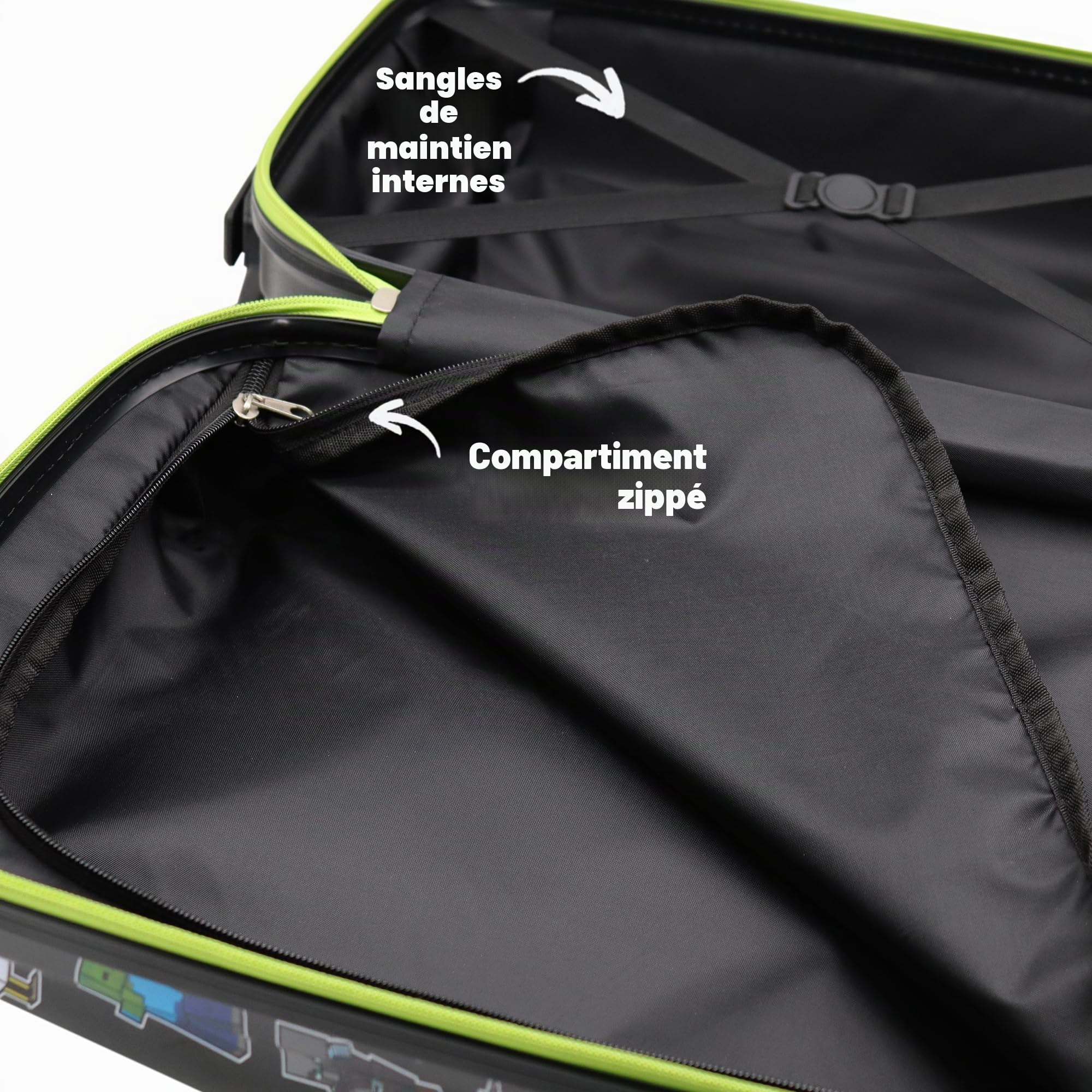 MINECRAFT Valise cabine - 4 roues pivotantes et multidirectionnelles - Roues doubles personnalisées - Valise rigide très résistante avec poignée extensible - 50 x 33 x 20 cm, multicolore, 50 x 33 x 20