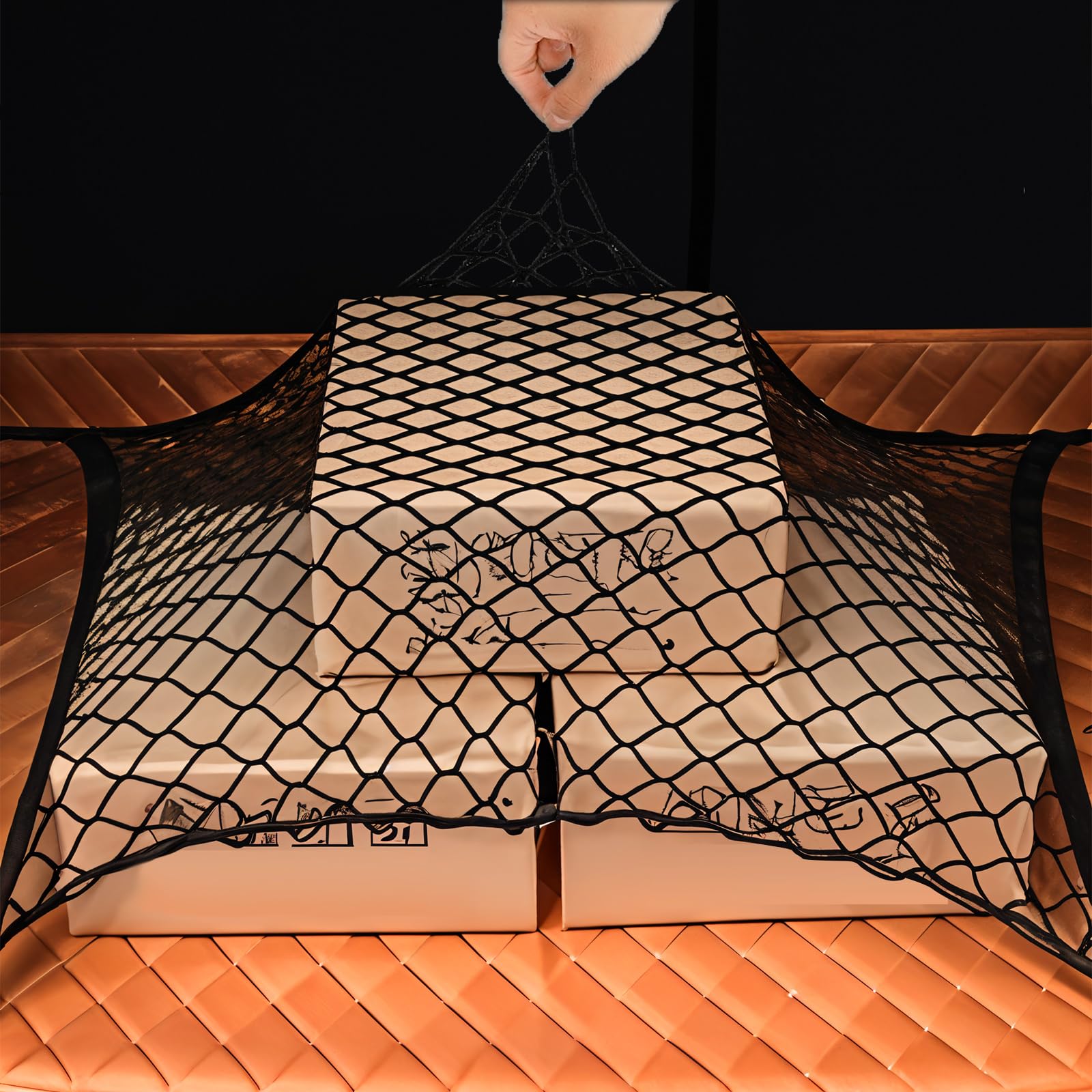 Rete Sicurezza Bagagliaio Auto - Elastica 70x40 Cm (Estendibile) Con Ganci Per Carico - Foto 2