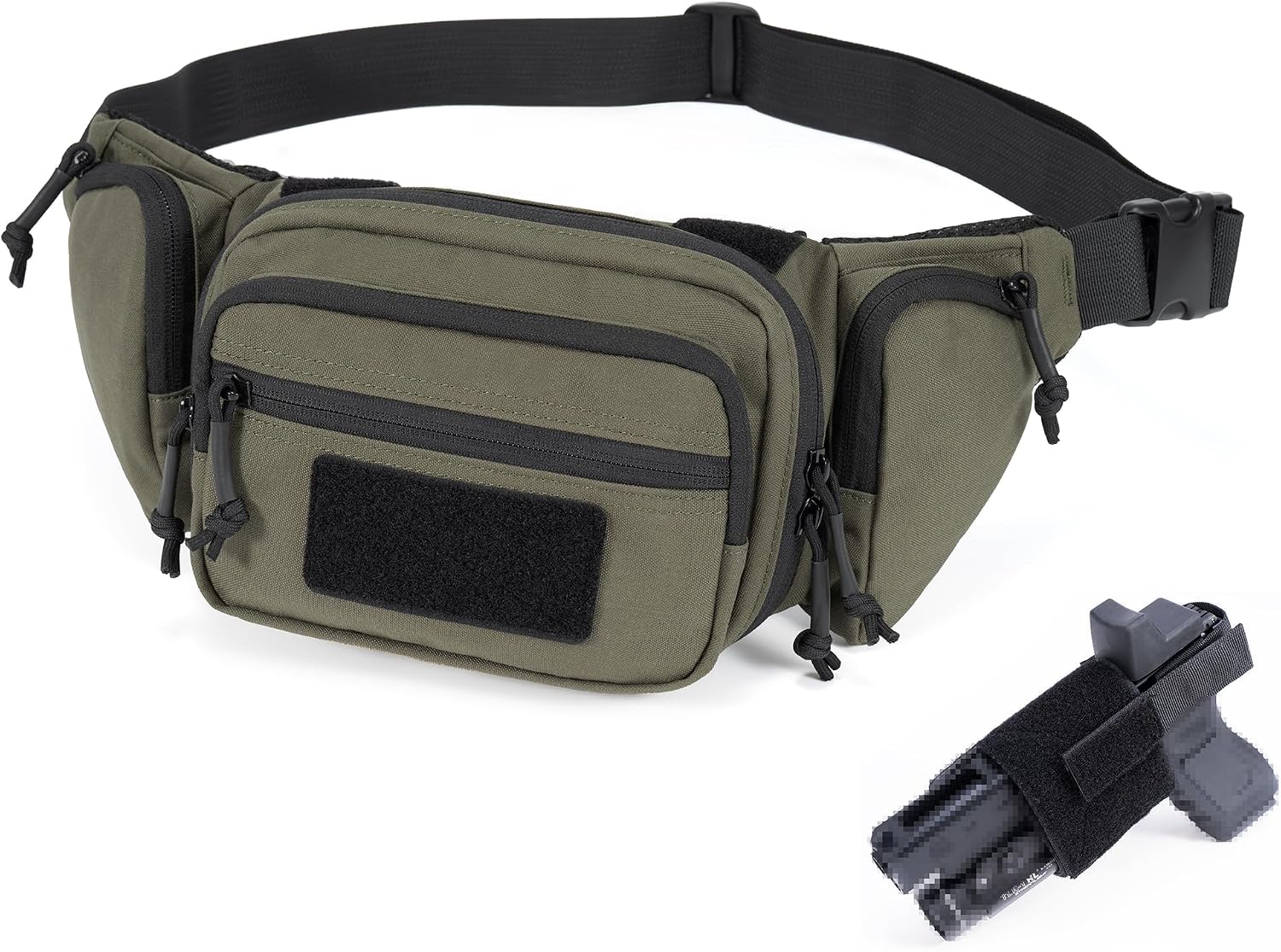CCW Tactical Fanny Pack for Concealed Carry, 500D Nylon Low Profile EDC Waist Bag with Pistol Holster & YKK Zippers, Everyday Carry Hip Pack (Dark Grey)