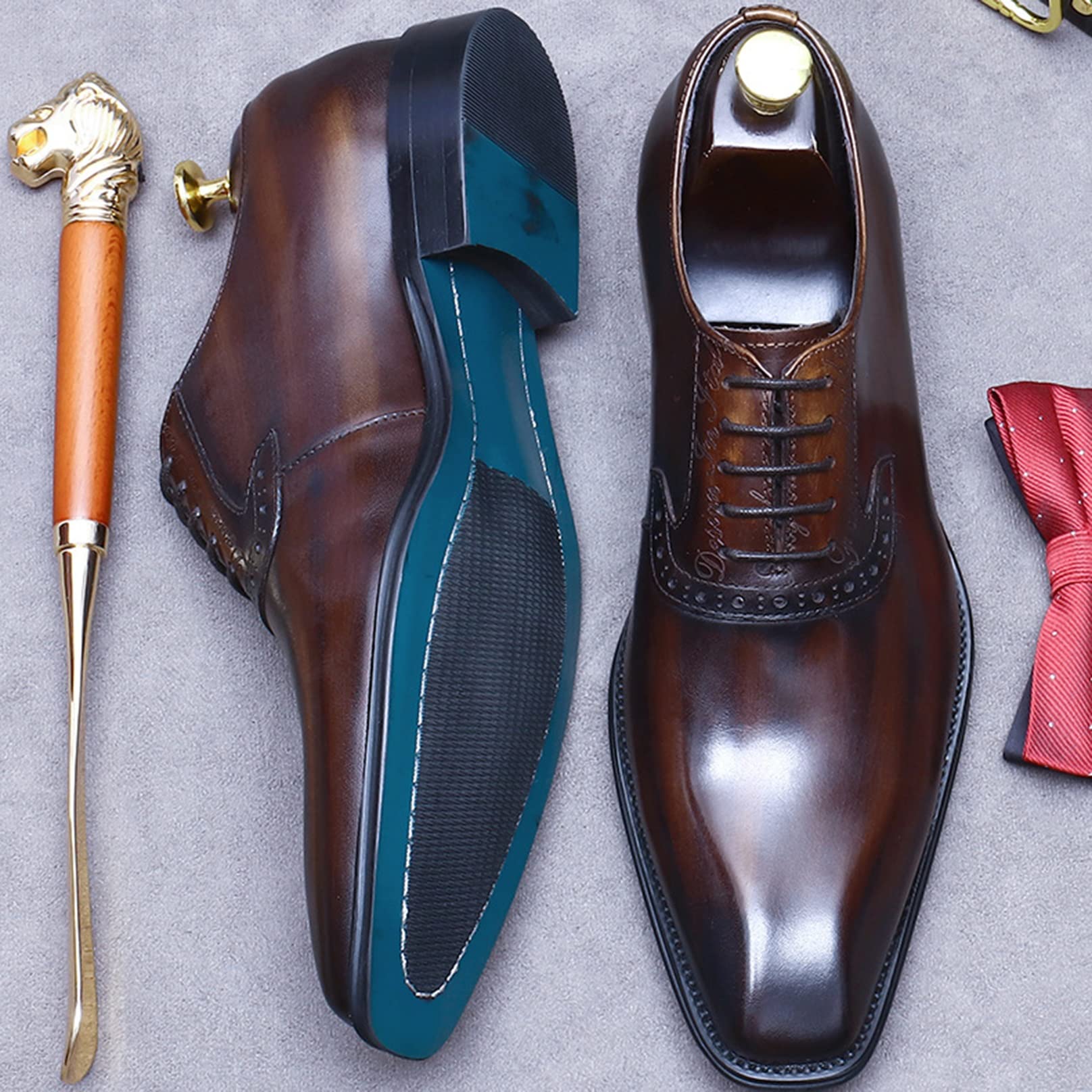 Zapatillas Hombre JOYTO Zapatos Oxford Hombre, Brogue Cuero Boda