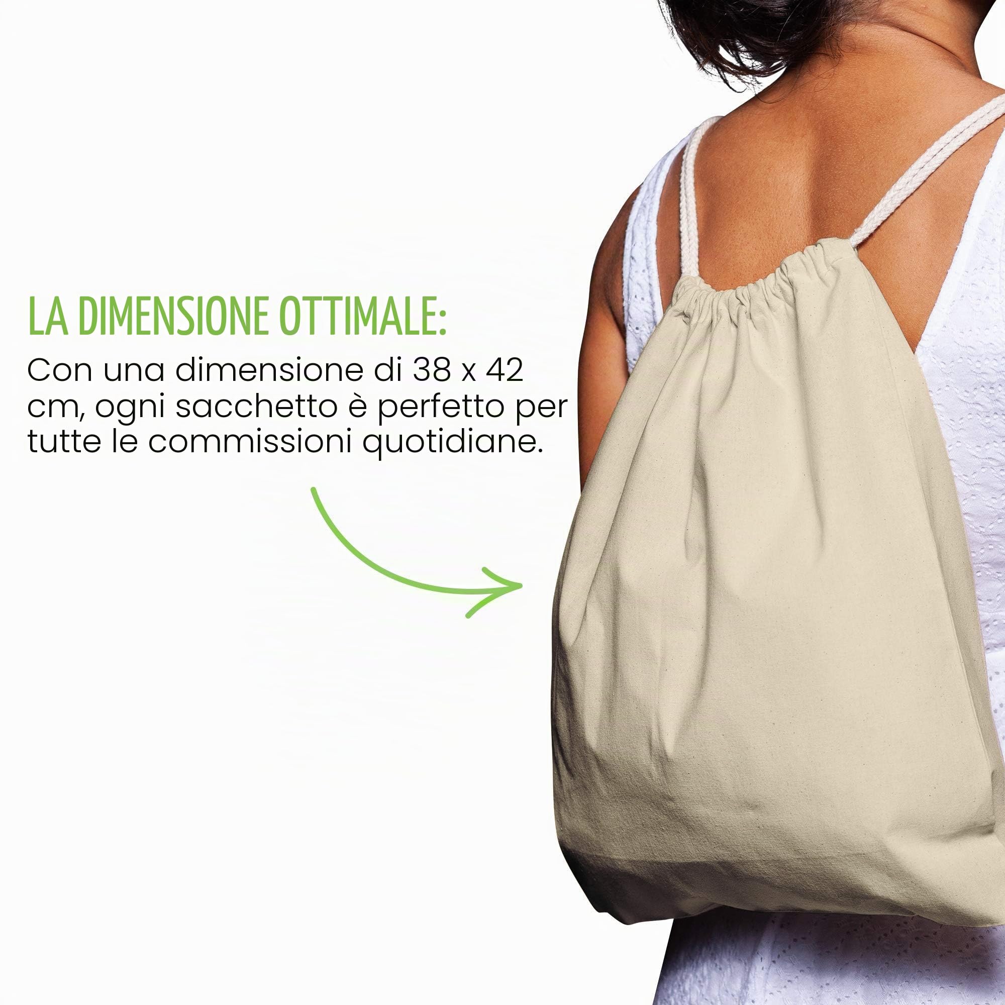ELES VIDA Borsa da palestra in cotone 25 pezzi 38x42cm - Borsa sportiva - Zaino Borsa in tela, Borsa in tela certificata OEKO-TEX® Borsa per la spesa Sacca da palestra Sacca per set di pittura