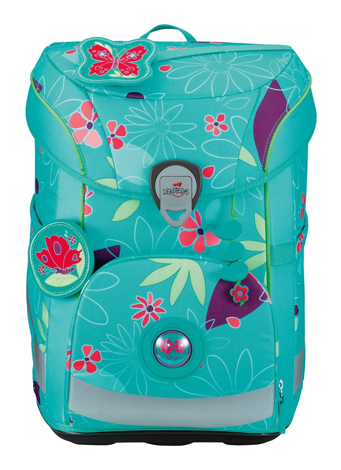 DerDieDas Schulranzen ErgoFlex Easy Set 6-teilig Butterfly Garden türkis