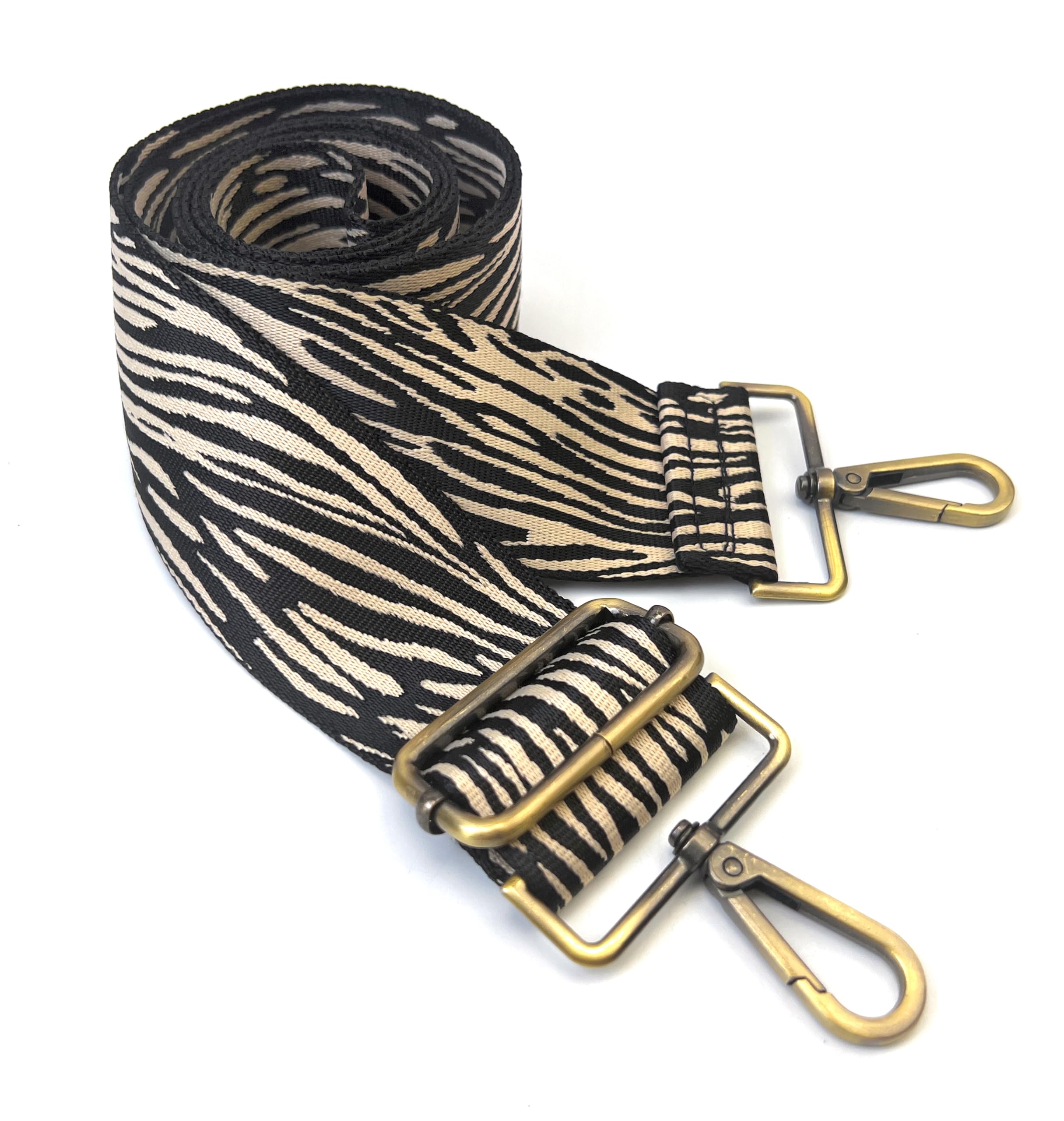 VersaKits Purse Straps Replacement Crossbody Tiger Print 2 Inch Extra Wide with Brass Buckles Adjustable Shoulder Guitar Strap for Crossbody Bag Purse
