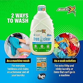 Sweat X Free & Clear Activewear Laundry Detergent - Certified Asthma & Allergy Friendly - Hypoallergenic - Removes Toughest Stains & Odors - High-Performance Sports Wash - 45 Loads/Bottle - 2 Pack