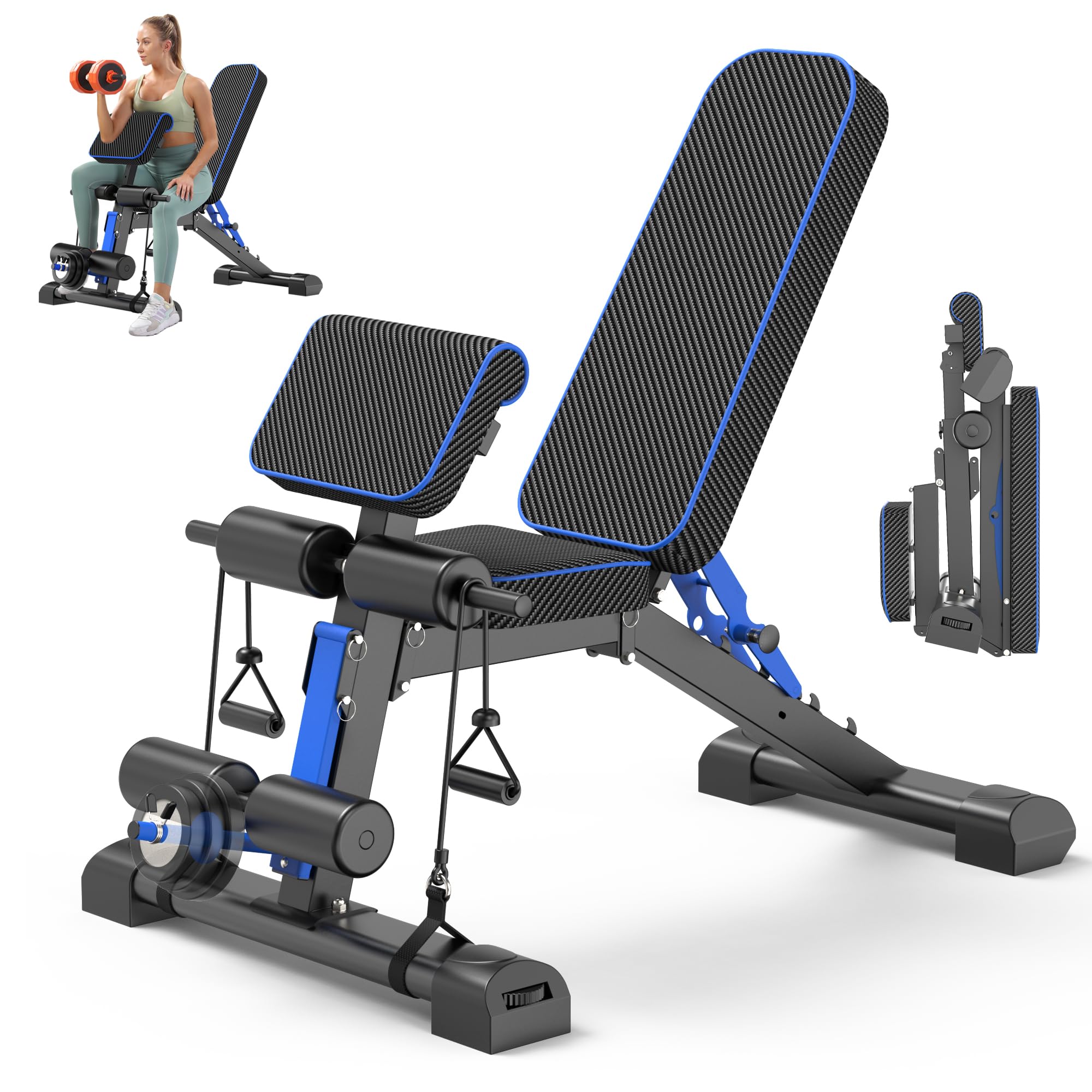 Adjustable Weight Bench – Foldable 800lbs Workout Bench for Full Body  Strength Training, Incline/Decline/Flat Bench Press, Sit-Up Bench with  Preacher