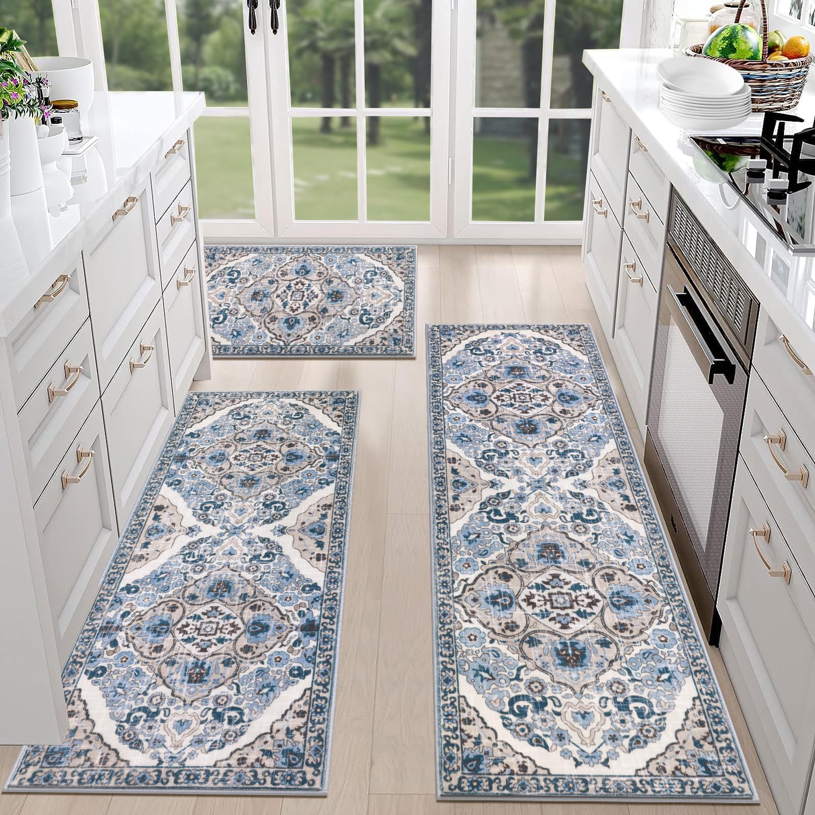 Amazon.com: Homcomoda Boho Kitchen Rug Sets 3 Piece with Runner Non ...