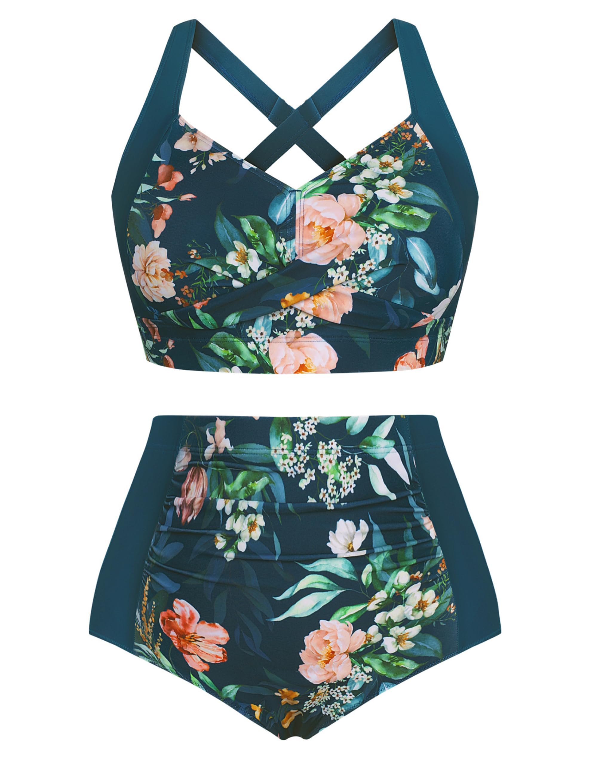 Hanna Nikole Ruched High Waisted Bikini Set
