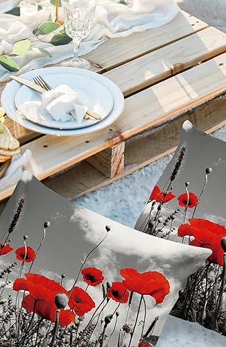 Miniatura 2 de Juego de 2 fundas de almohada abstractas de flores rojas y campos de amapola para exteriores, fundas de almohada decorativas impermeables, fundas de