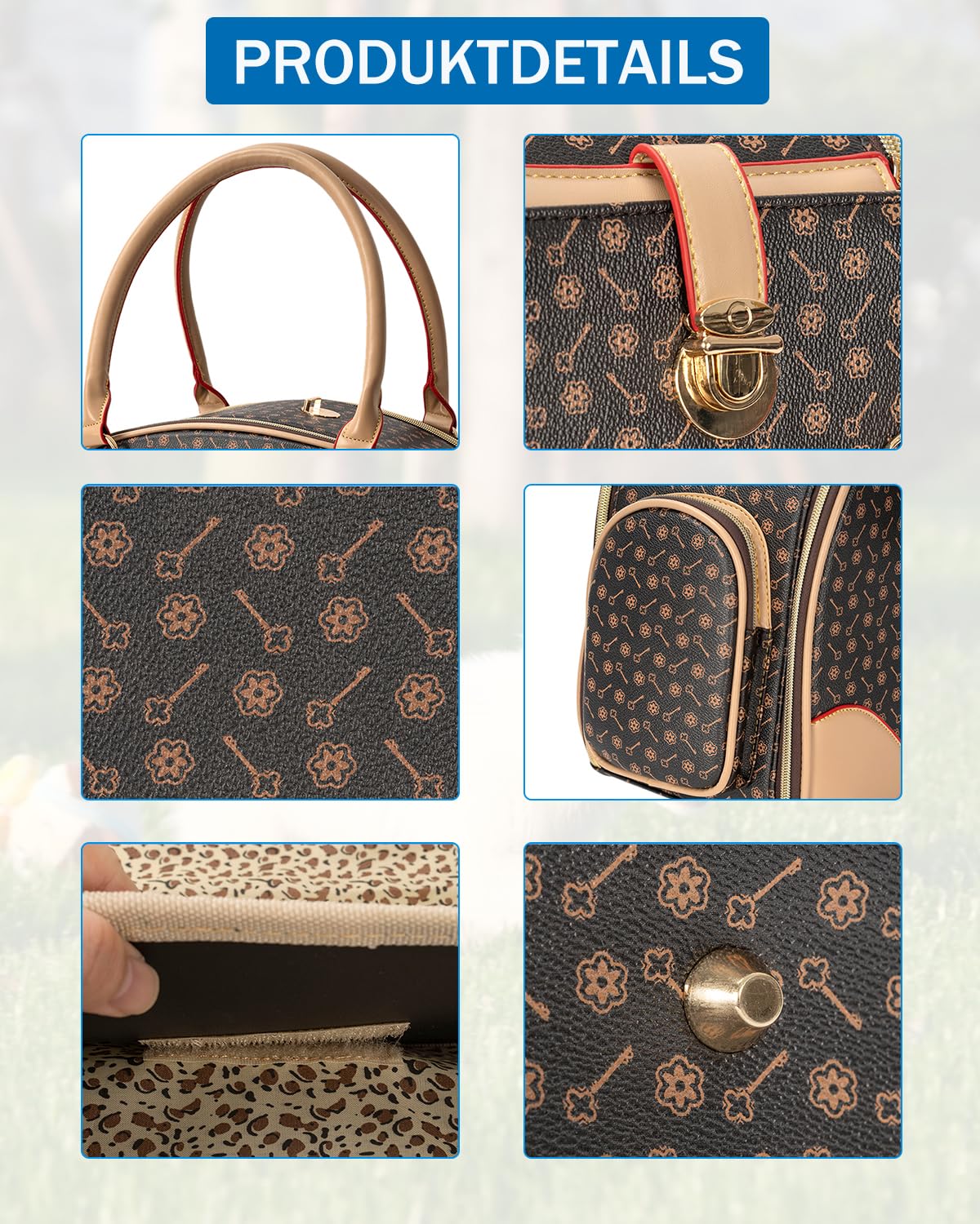 OUUTMEE Hundetasche Tragbarkeit,42 x 18 x 31 cm Hundetransporttasche bis 4 kg,Hunde Reisetasche,Geeignet für den Transport Kleiner Hunde und Katzen auf Ausflügen