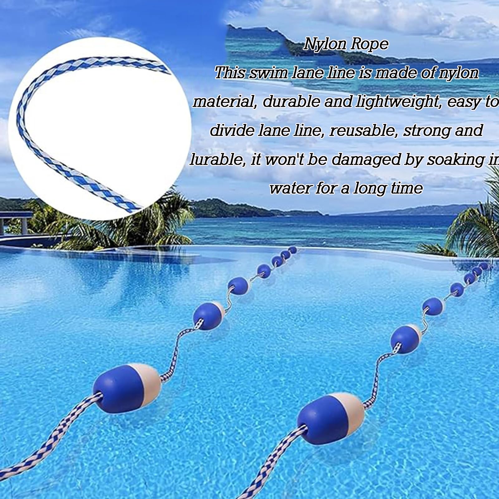 Corde de séparation de voie flottante pour course de piscine, bouée de sécurité de piscine – Équipement d'entraînement de sports nautiques