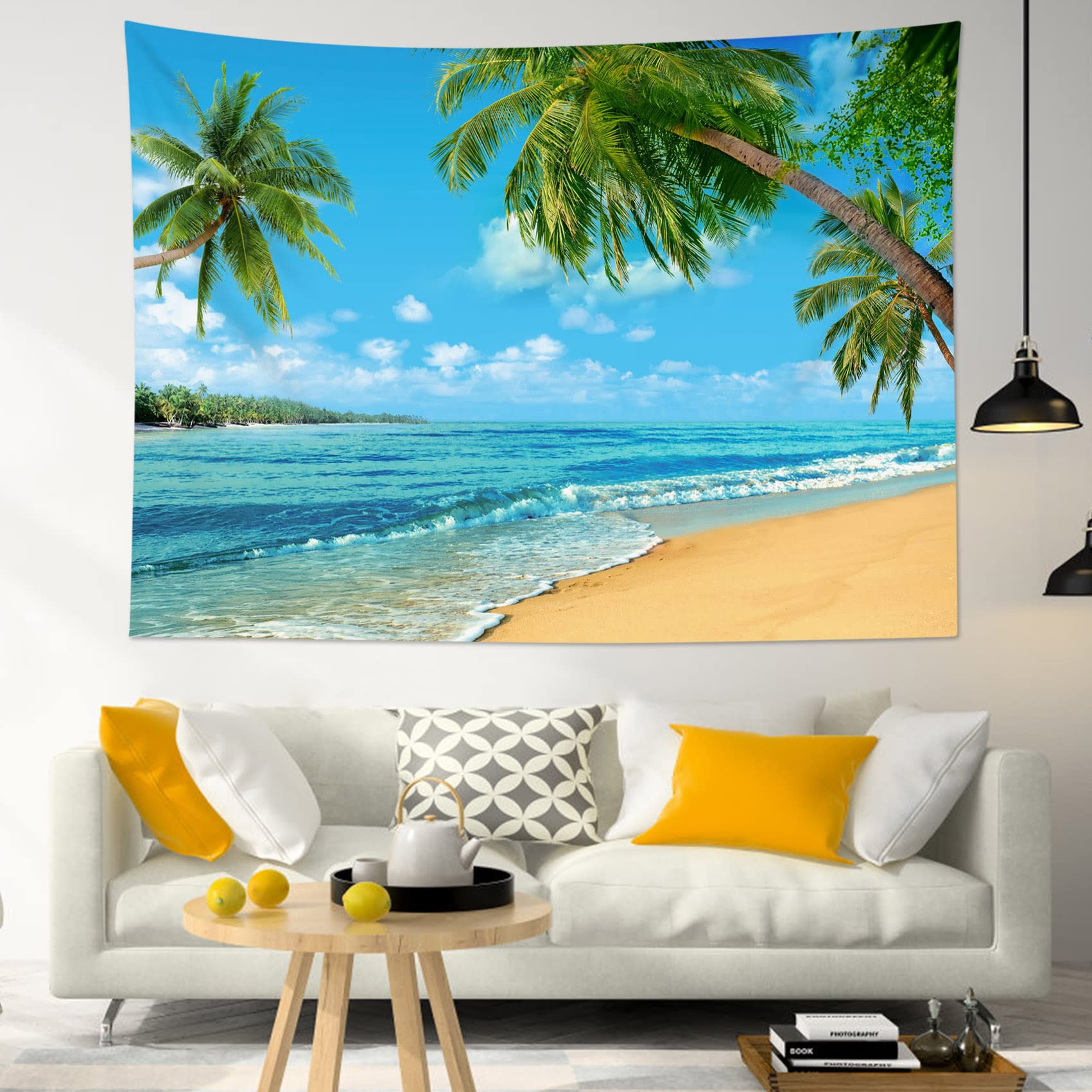 Tapiz Pared Playa Tapiz Pared Océano Turquesa 235x180cm - Decoración  Tropical Para Sala Decoración Pared Playa Tropical, image size:1701x1701